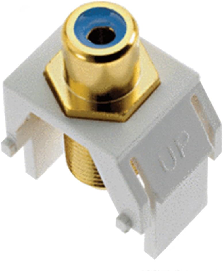 Legrand - OnQ WP3464-WH Blue RCA to F Connector, Standard RCA Front Jack Fits In All Keystone Wall Plates, F-Type Coaxial Rear Jack for Audio and Video