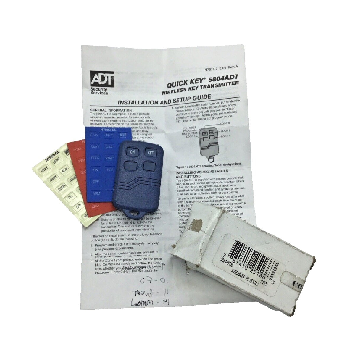 Honeywell 5804ADTBL 4 Button Wireless Remote