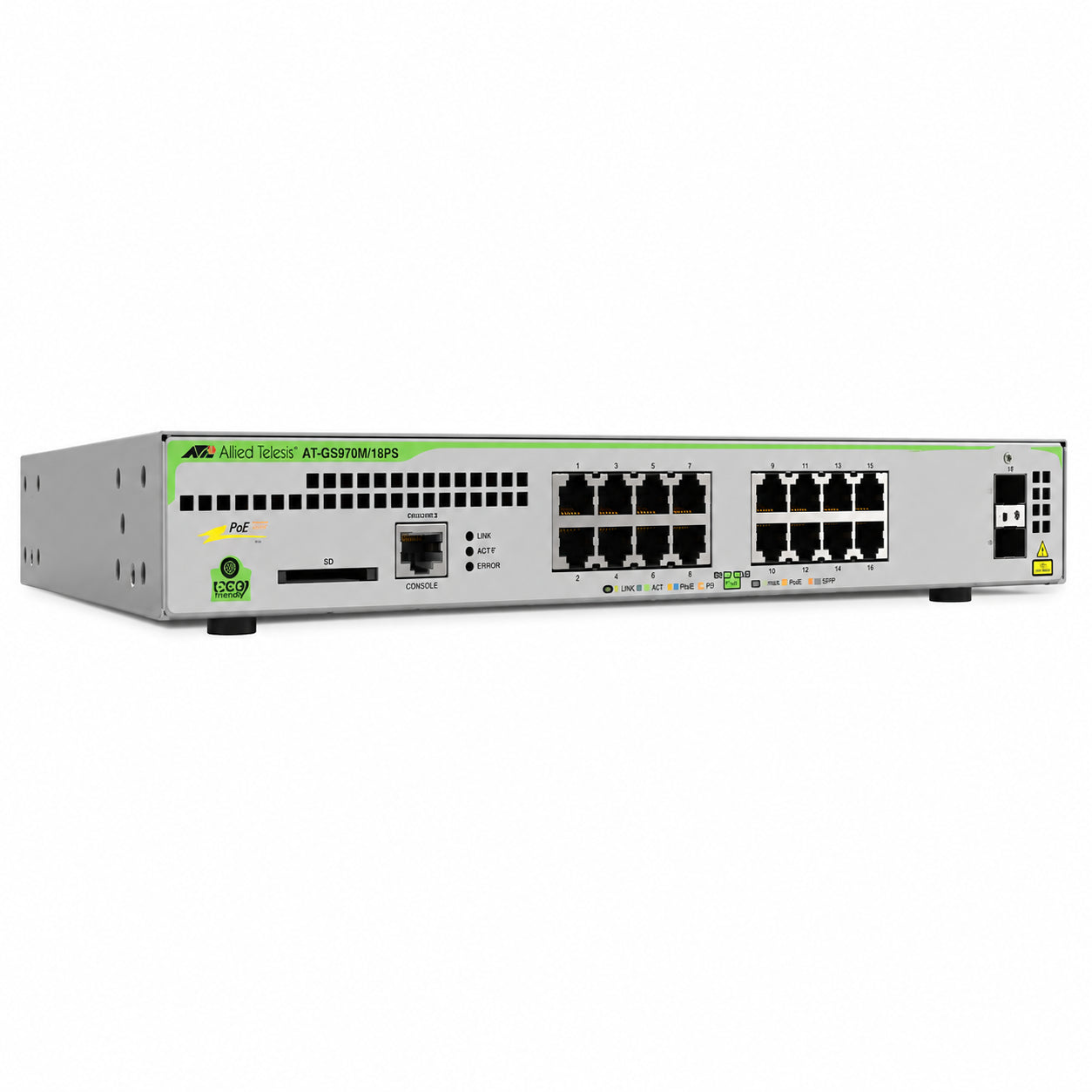 Allied Telesis AT-GS970M/18PS-R-10 L3 Switch with 16 x 10/100/1000T PoE ports
