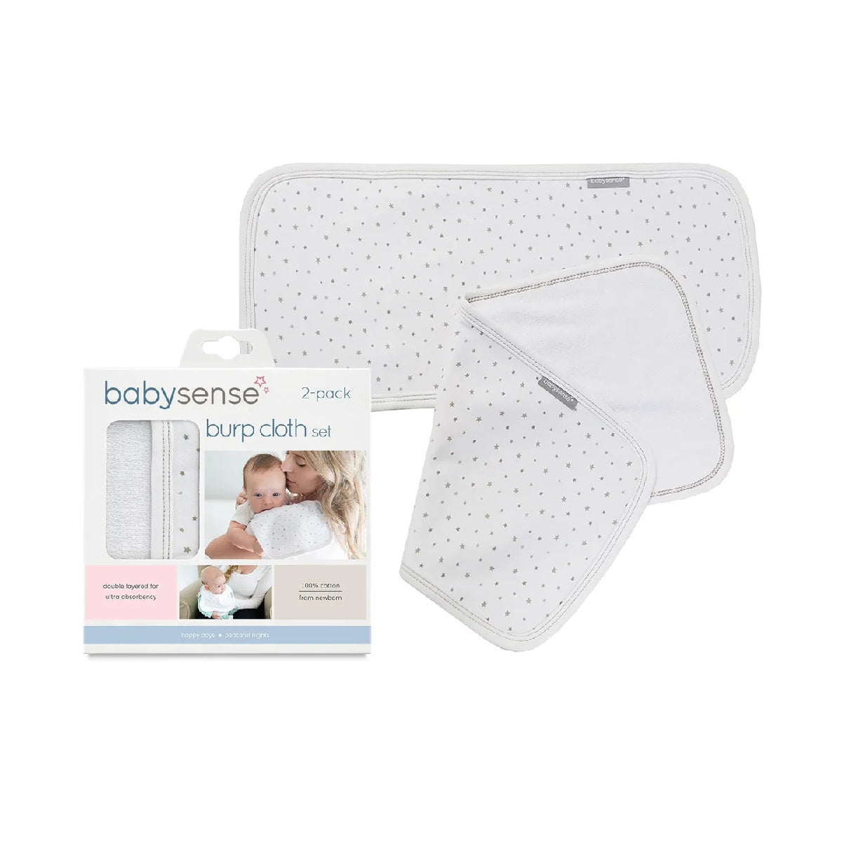 Babysense BYSE-BURPCLOTHSET-STONE Burp Cloth Set Stone