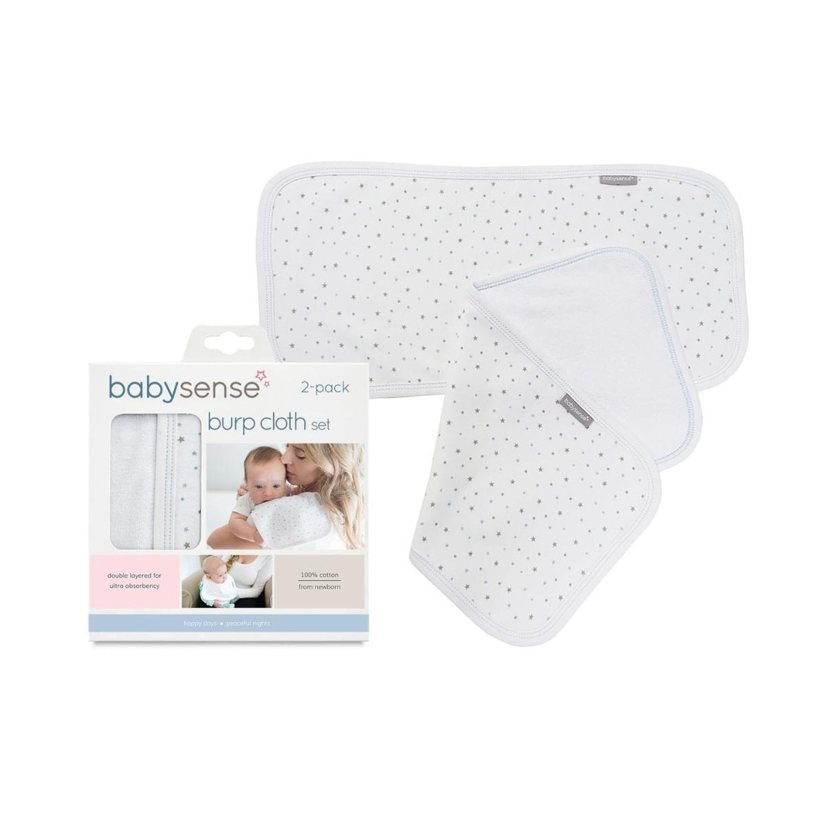 Babysense BYSE-BURPSET-BLUE-PK40 Burp Cloth Set (Pack of 40)