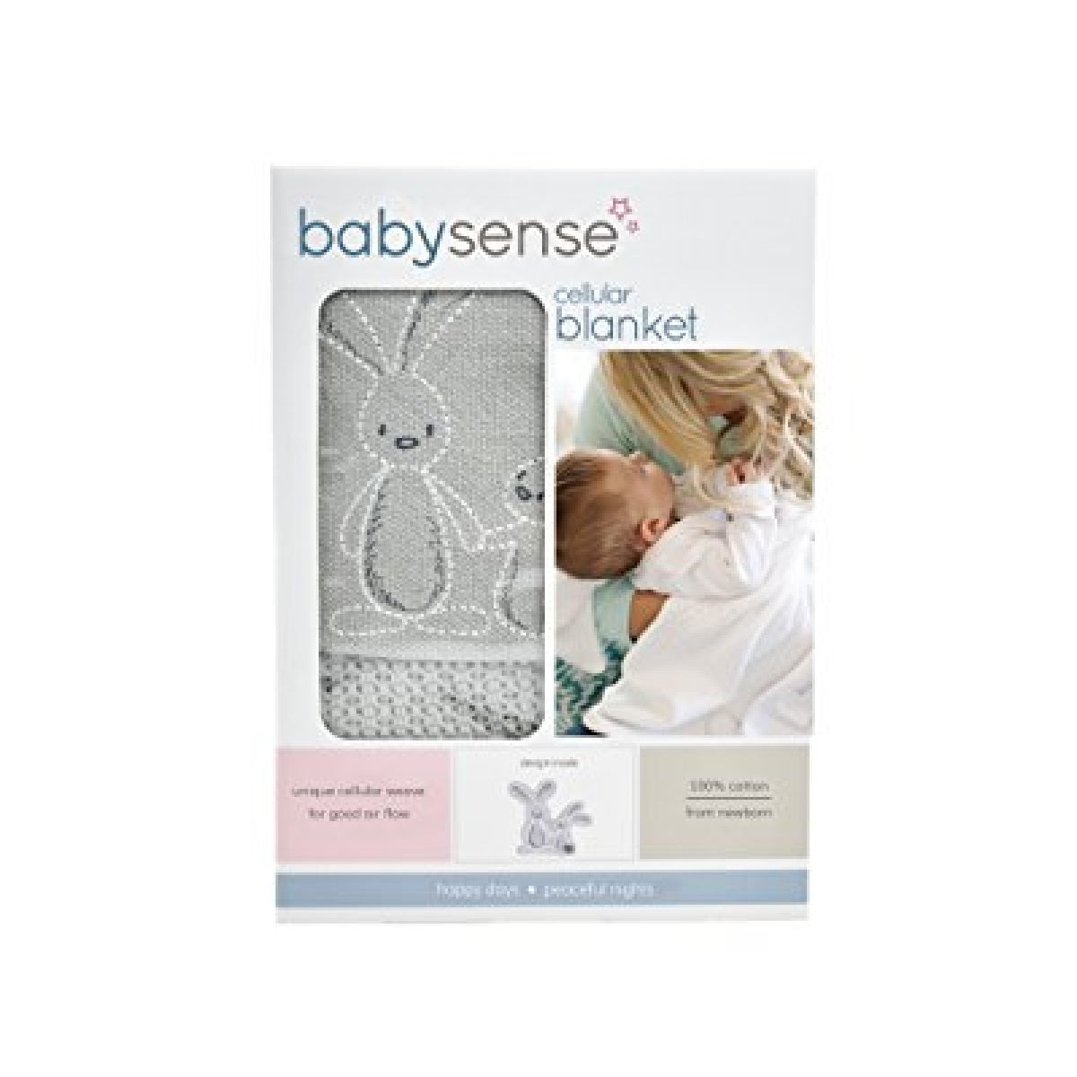 Babysense BYSE-CELLBLANKET-GREY Baby Cellular Blanket, Grey