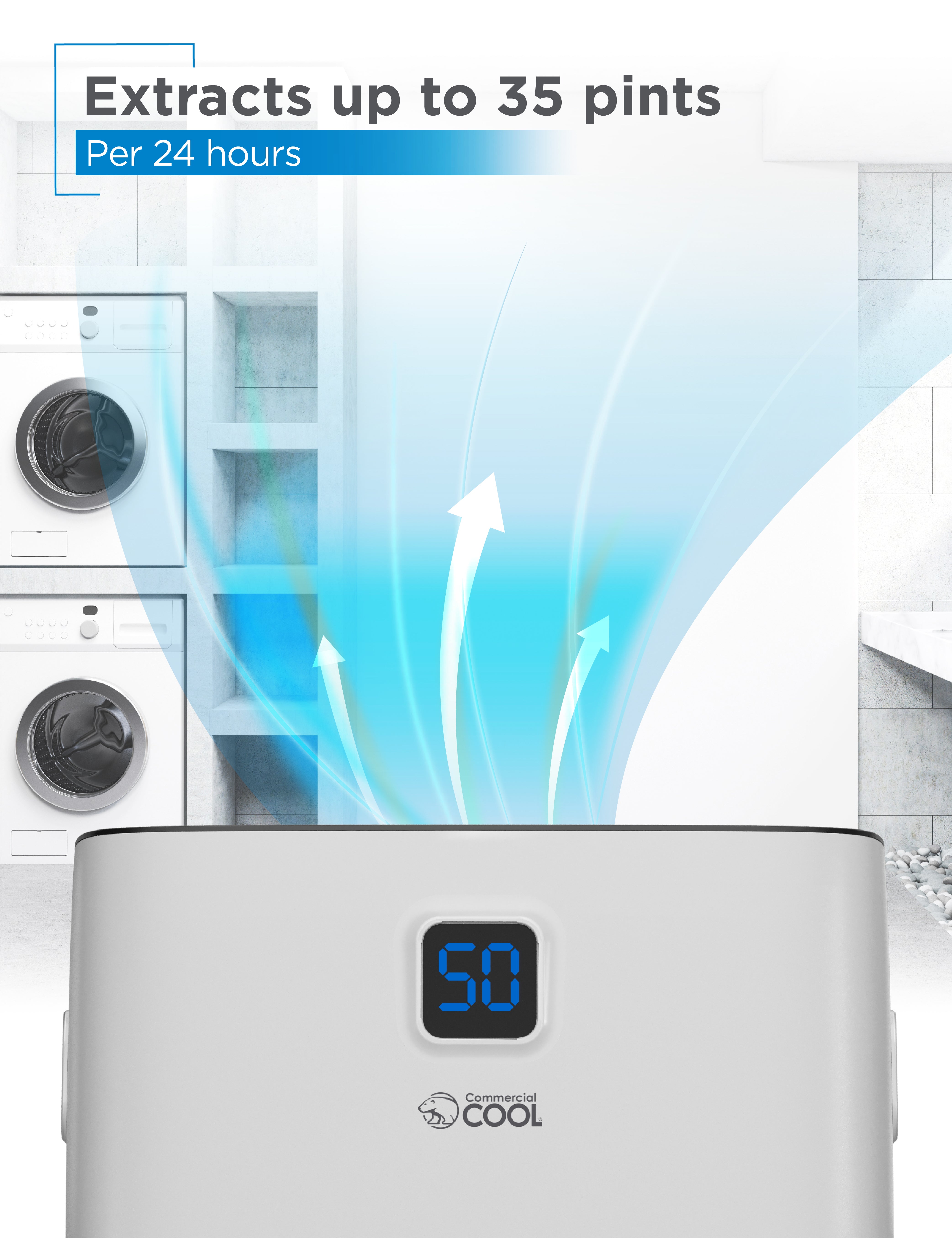 Commercial Cool CCD35JW 35 Pint 3000 Sq. Ft. Dehumidifier with Adjustable Humidistat