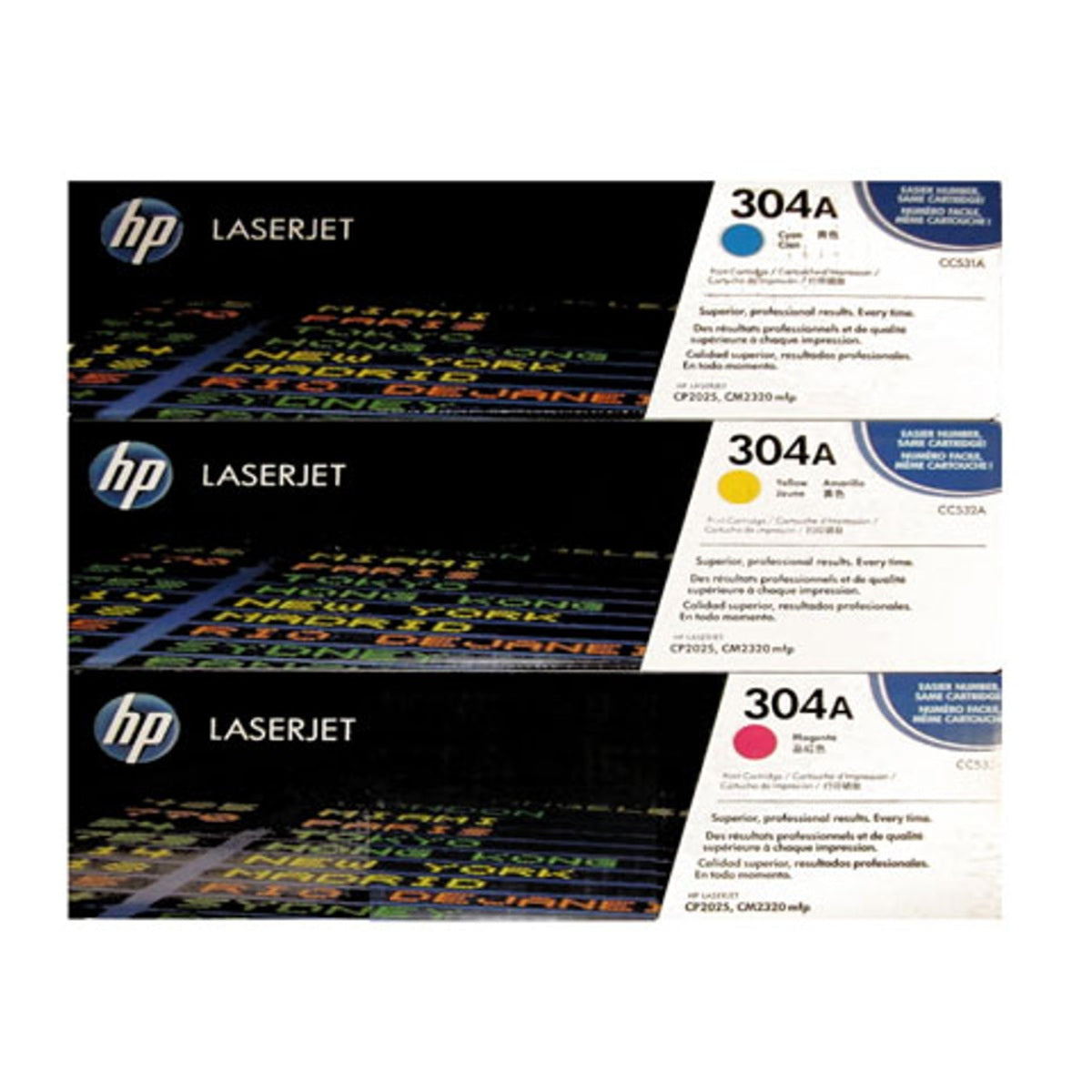 HP CF340A, 3 original LaserJet toner cartridges in cyan, magenta and yellow