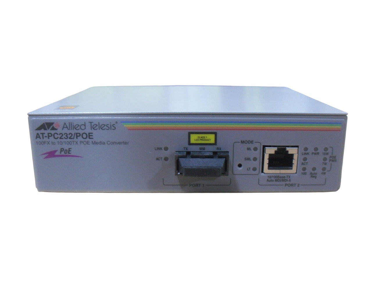 Allied Telesis AT-PC232/POE-10 100FX to 10/100TX PoE Media Converter, 990-002115-10