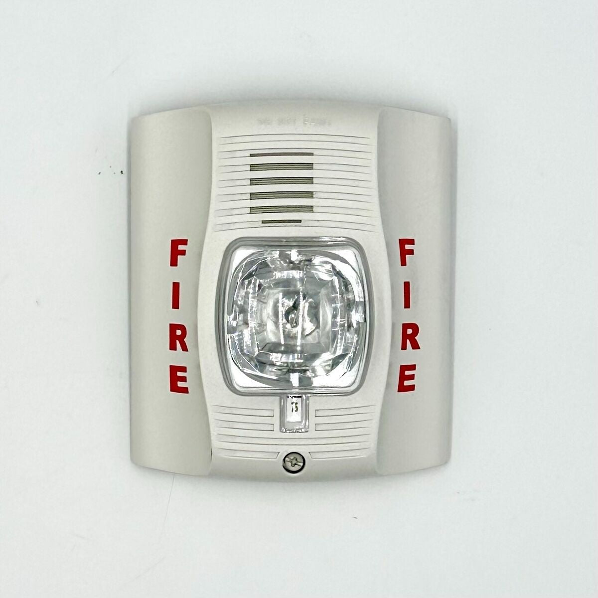 System Sensor P2W Horn Strobe, White, Wall Mount, Two-Wire, FIRE Lettering