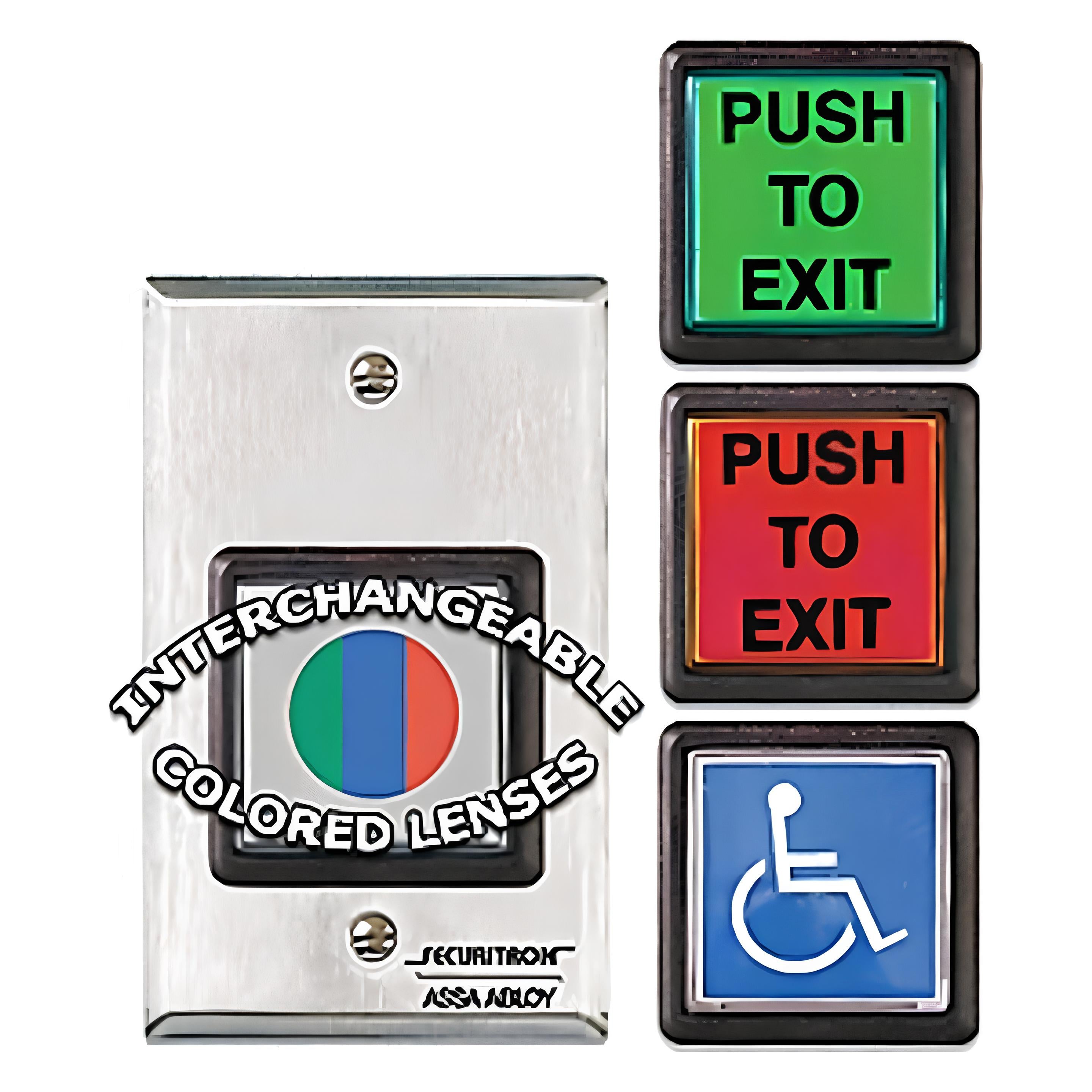 Securitron PB2E Single Gang 2" Square Momentary Push Button, SPDT