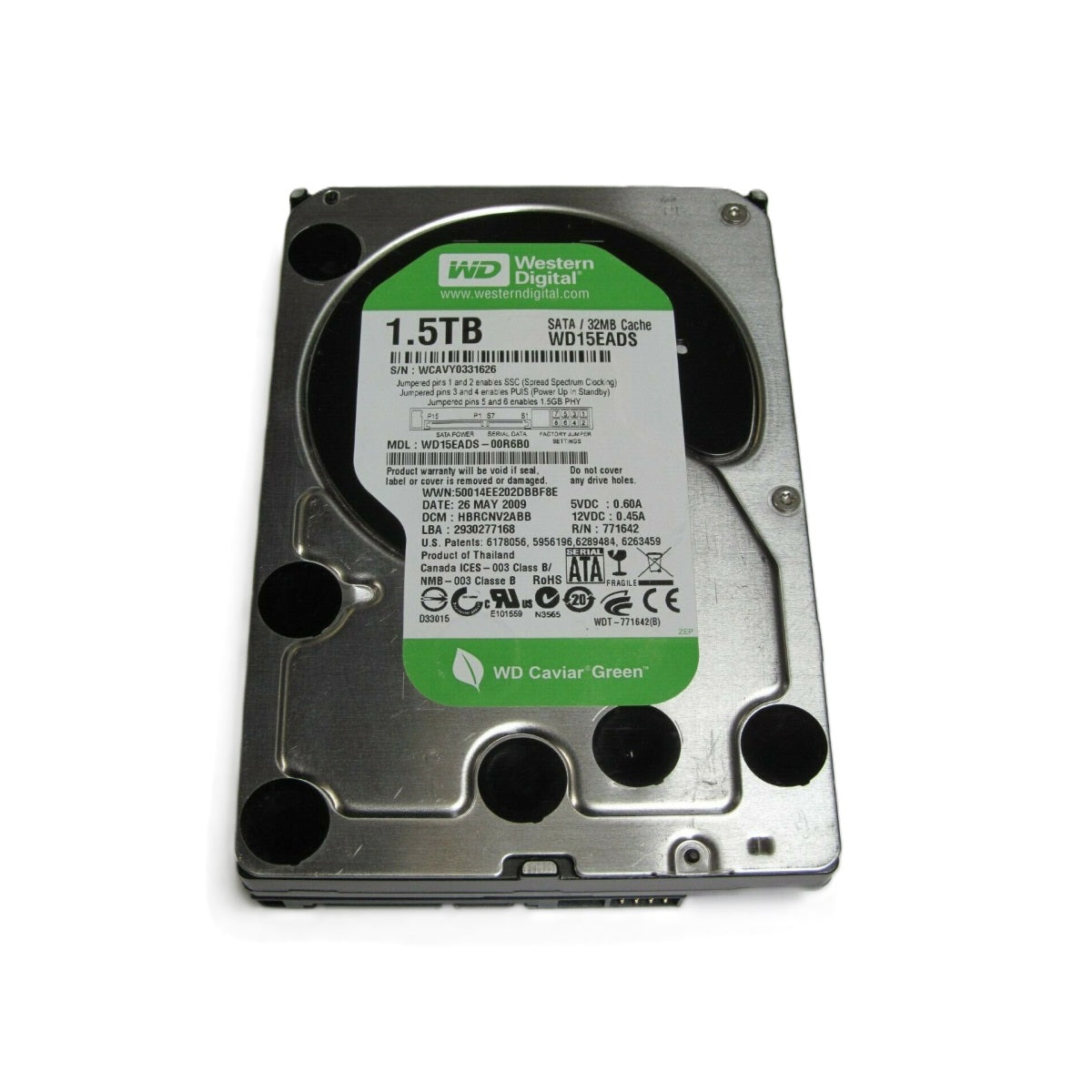 Western Digital Caviar Green 1.5TB Internal 7200RPM 3.5" (WD15EADS) HDD