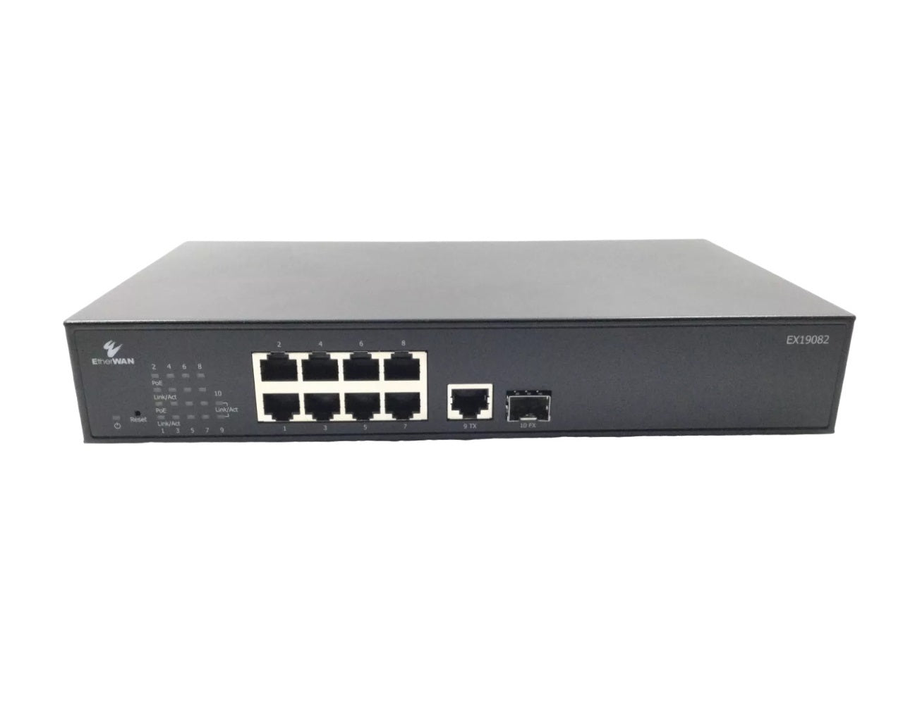 EtherWAN Web-Managed Ethernet Switch with 8 PoE+ 802.3at + 2 Gigabit Ports