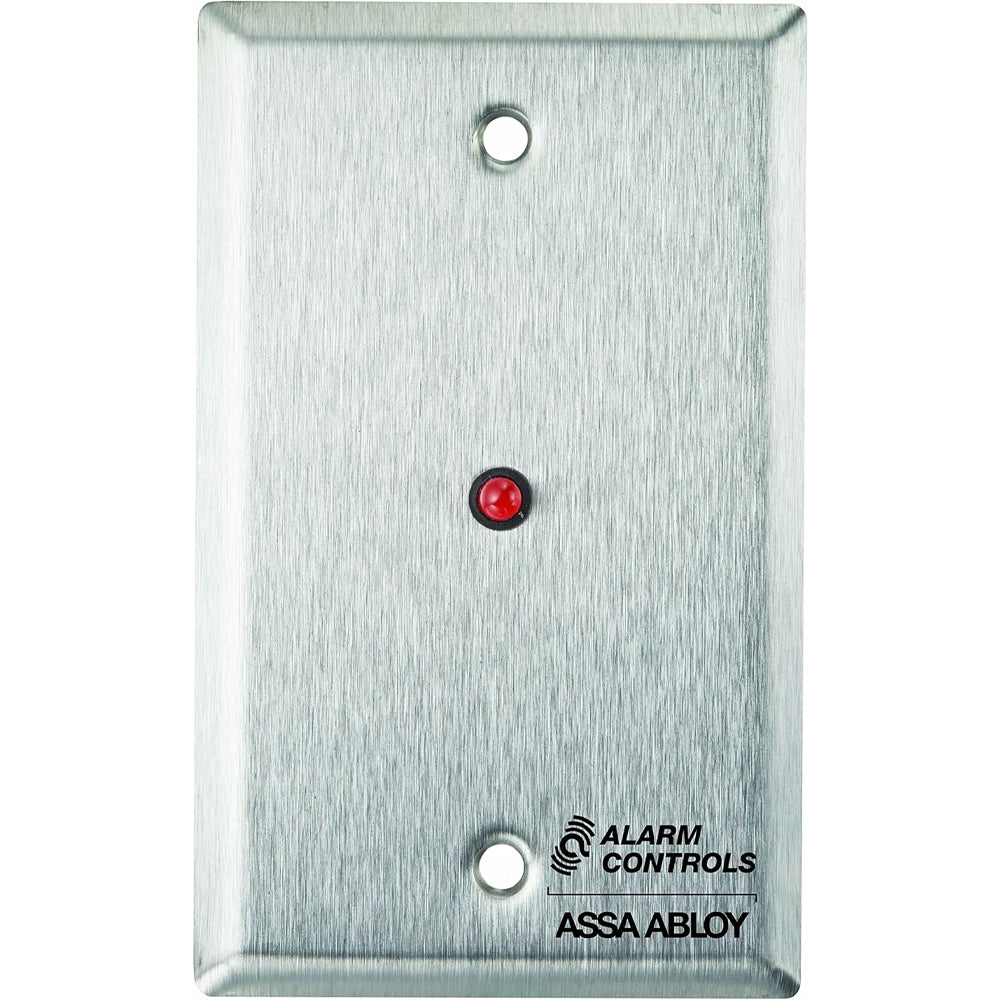 Alarm Controls RP-28 Remote Wall Plate with 1/4" Red LED, Single Gang, Stainless Steel