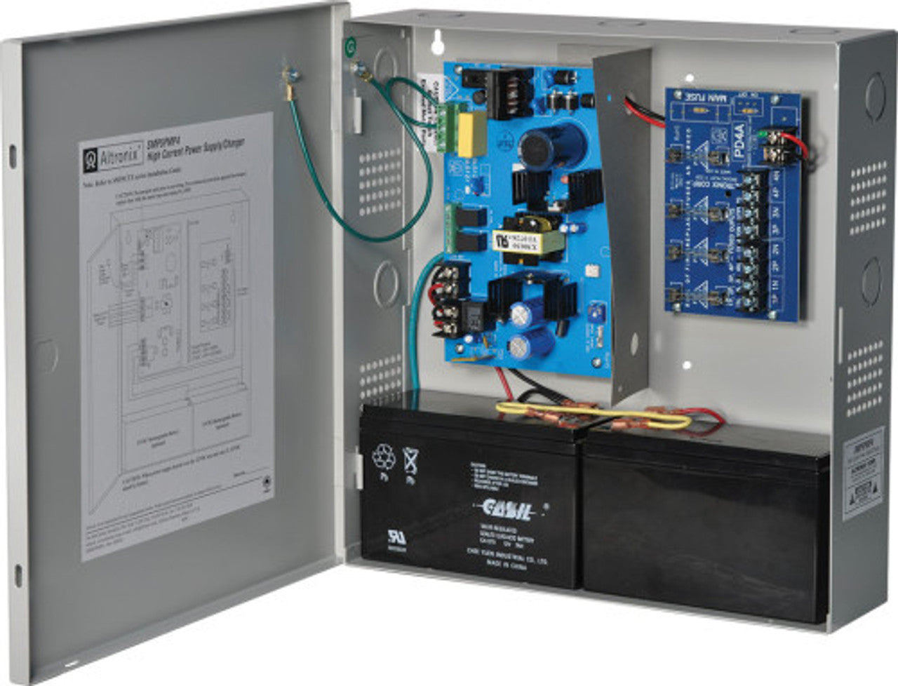 Altronix SMP5PMP4 Power Supply Charger, 4 Fused Outputs, 12/24VDC @ 4A, 115/220VAC, Supervision, BC300 Enclosure