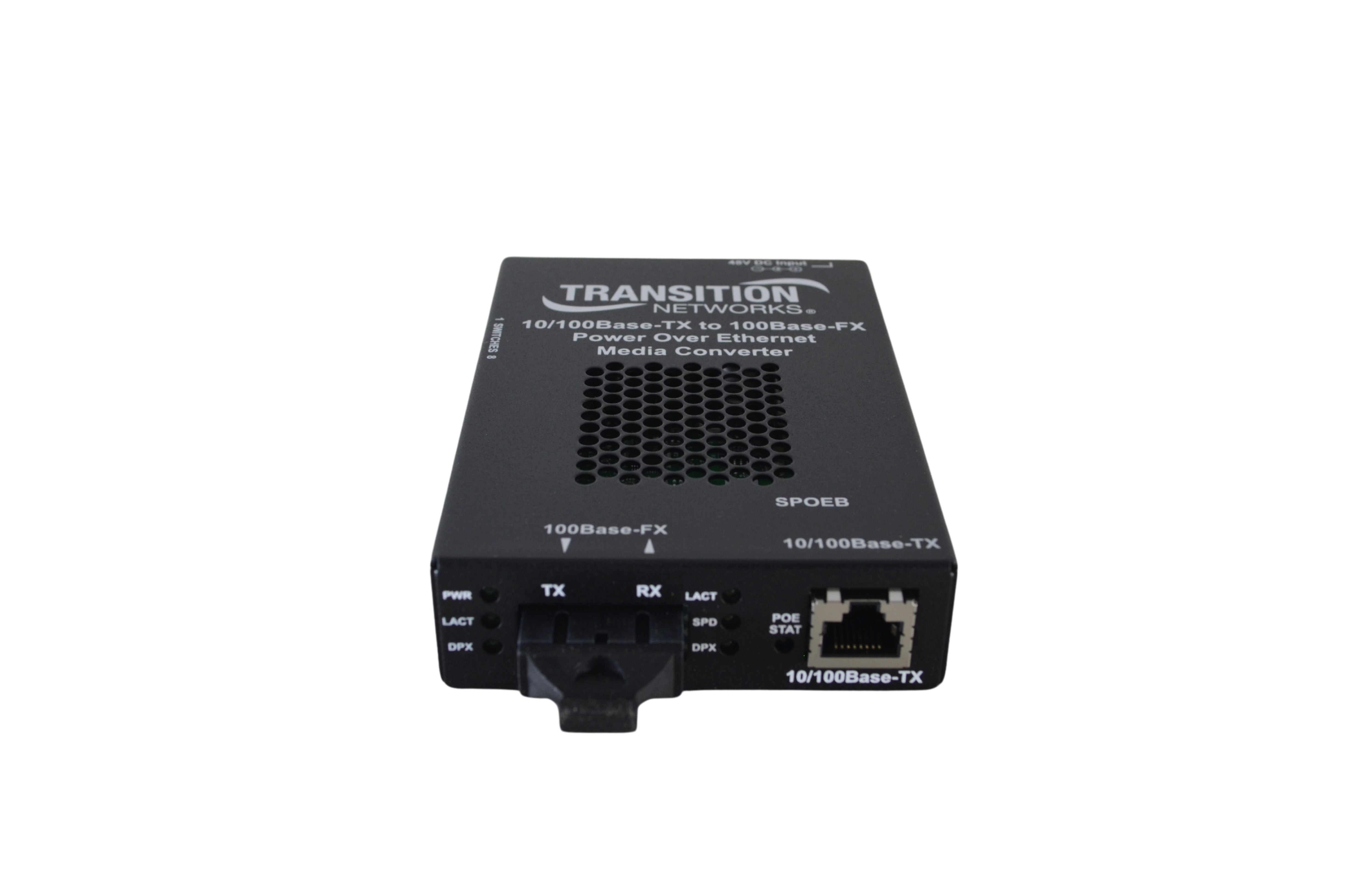 Transition Networks SPOEB1013-105-N Stand-alone Fast Ethernet PoE Media Converter