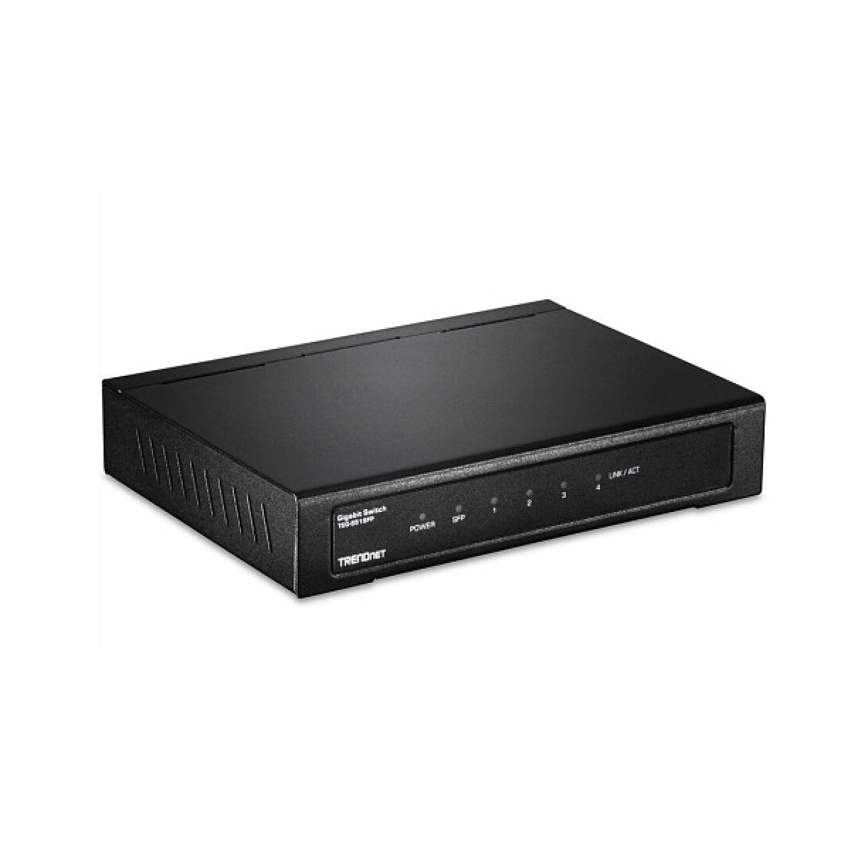 TRENDnet TEG-S51SFP 5-Port Gigabit Compact Metal Desktop Switch with SFP Slot,, Fanless Design, Wall Mountable