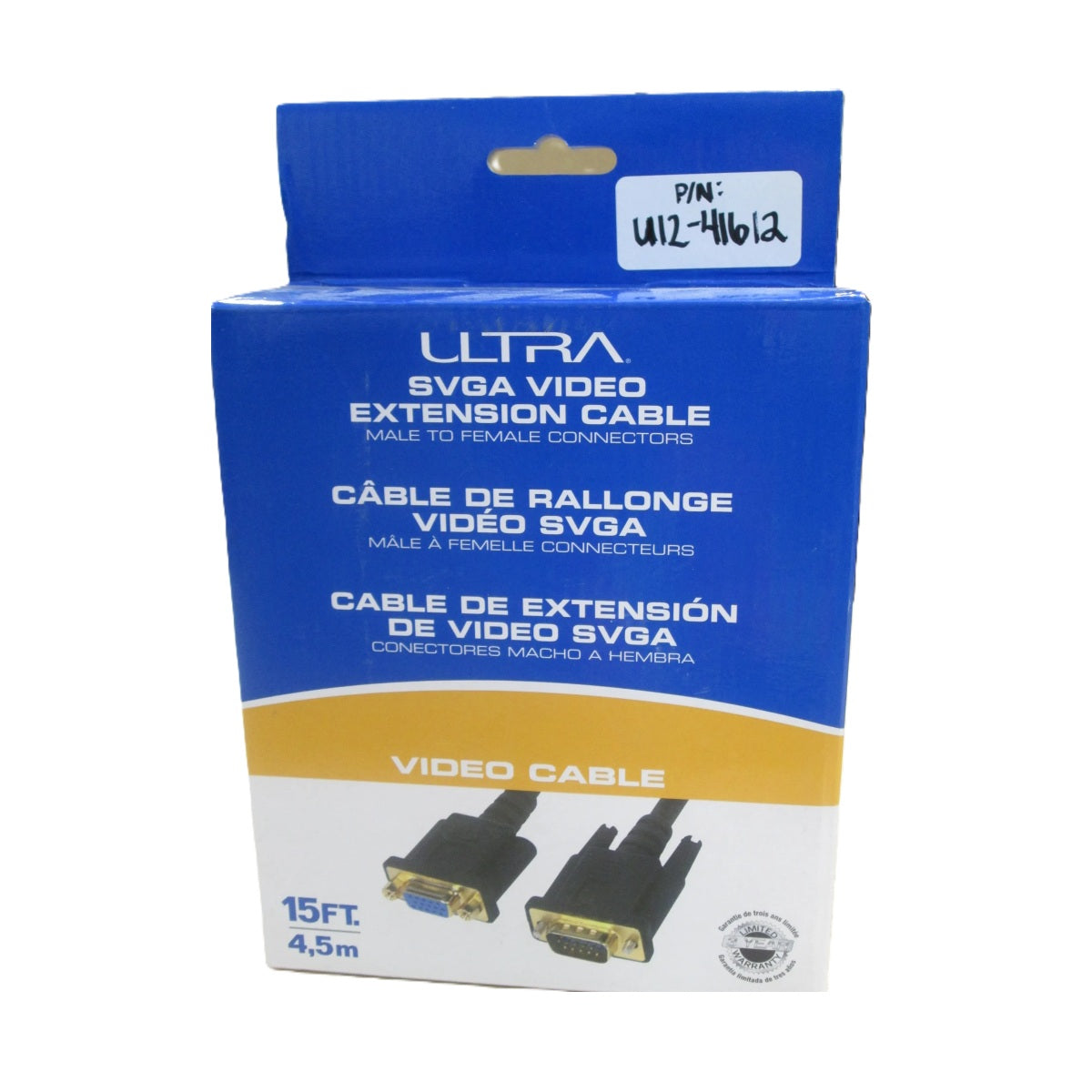 Ultra U12-41632 - 50FT RG58/U Male-To-Male BNC Coaxial Video Cable - 50FT, 15.2m, Male–To–Male