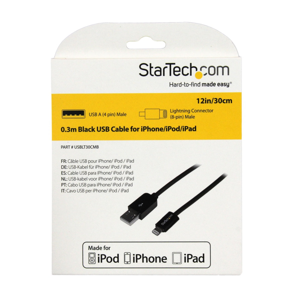 StarTech USBLT30CMB 0.3m Lightning USB-A Cable