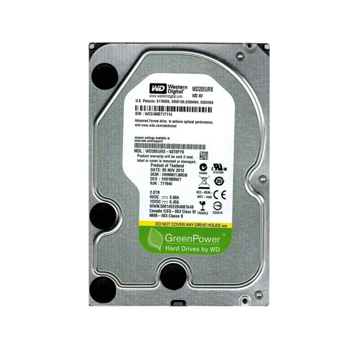 Western Digital WD20EURX-63T0FY0 - AV-GP 2TB 5400RPM SATA 6Gb/s 64MB Cache (CE) 3.5-Inch Hard Drive