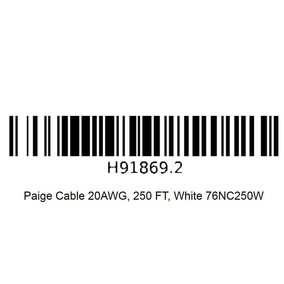 Paige H91869.2 250ft Cable 20AWG White 76NC250W