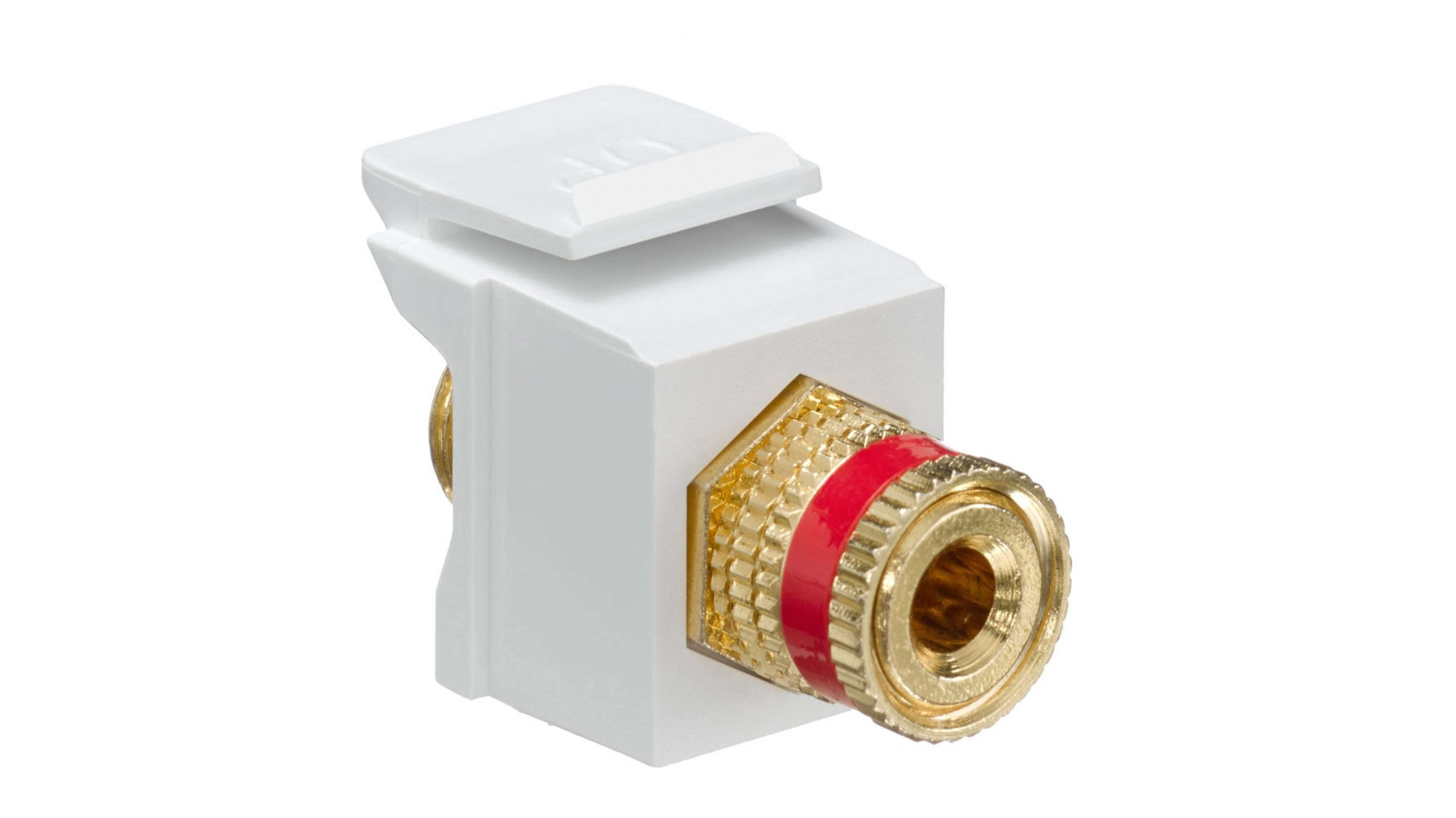 Leviton 40833-BWR Binding Post QuickPort Coupler, Red Stripe, White Housing
