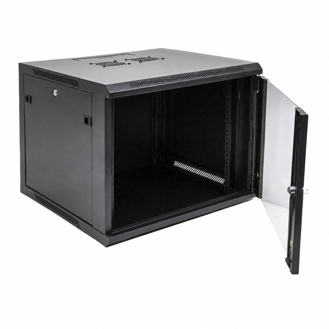 Rack Solutions 185-4760 9U Wall Mount Cabinet 600mm x 600mm (WxD) with Glass Door - For LAN Switch, Patch Panel