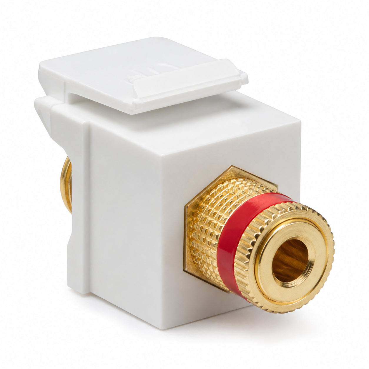 Leviton 40833-BWR Binding Post QuickPort Coupler, Red Stripe, White Housing