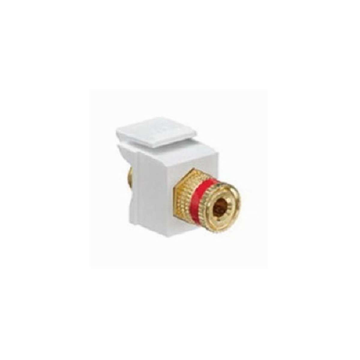 Leviton 40833-BWR Binding Post QuickPort Coupler, Red Stripe, White Housing