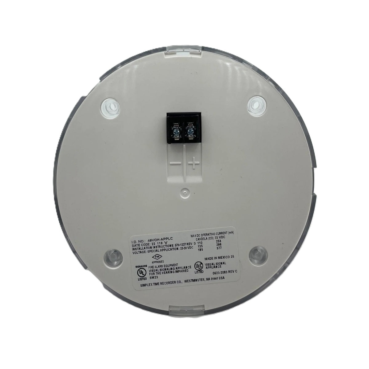 Simplex 49VOH-APPLC-O Ceiling Strobe