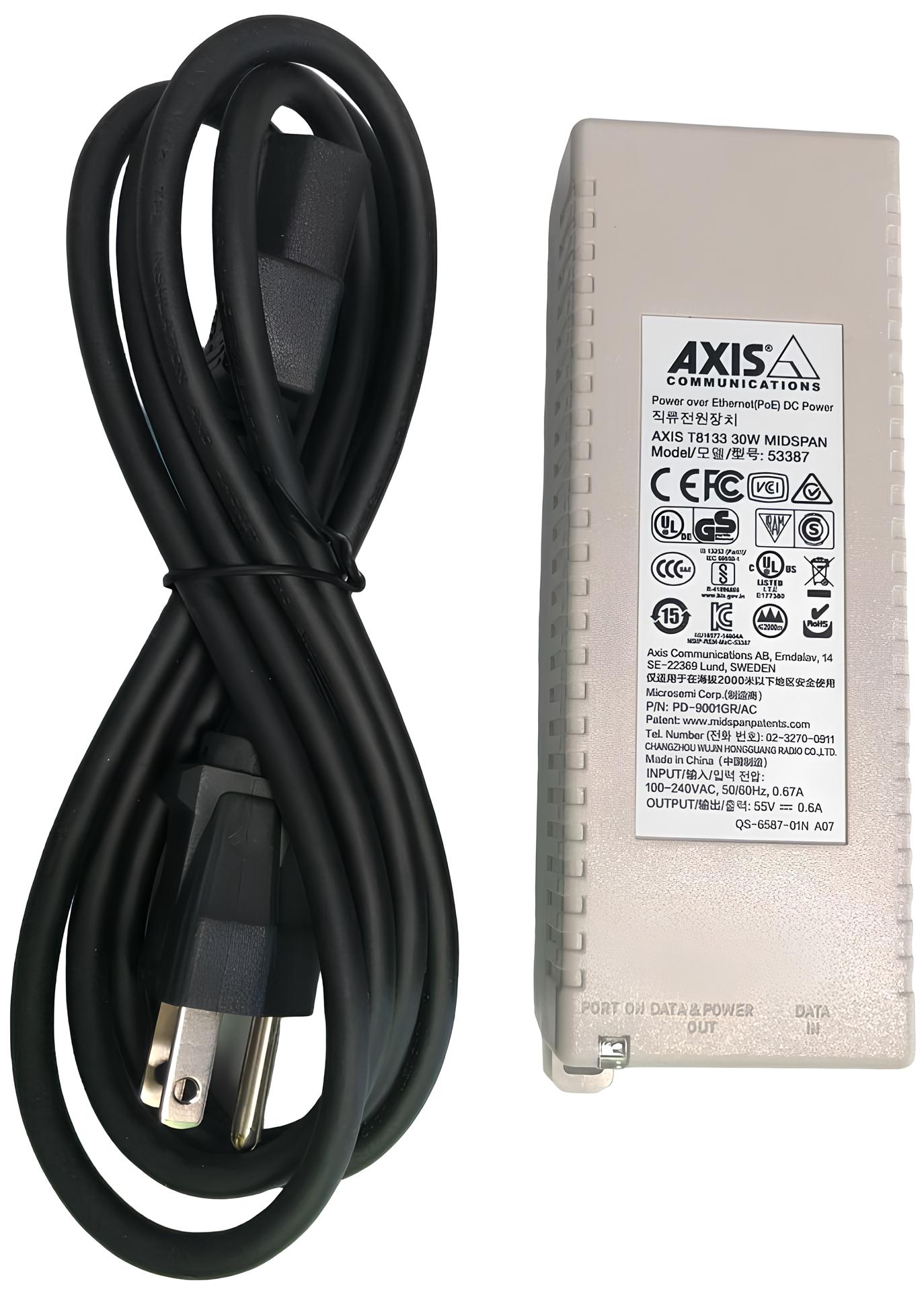 Axis Communications 5900-294 T8133 30W Midspan Power Over Ethernet Injector