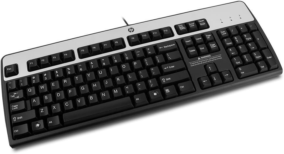 HP KU-0316 104 Key Wired USB Keyboard Black and Silver