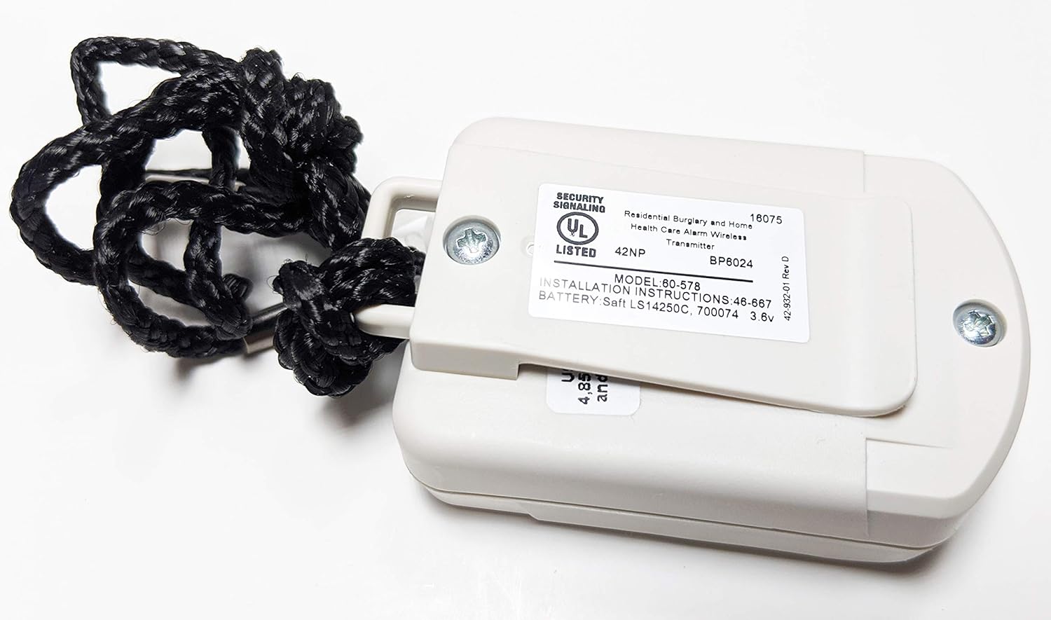 Interlogix 60-578-10-95 Wireless Water-Resistant Panic Alarm Button Pendant