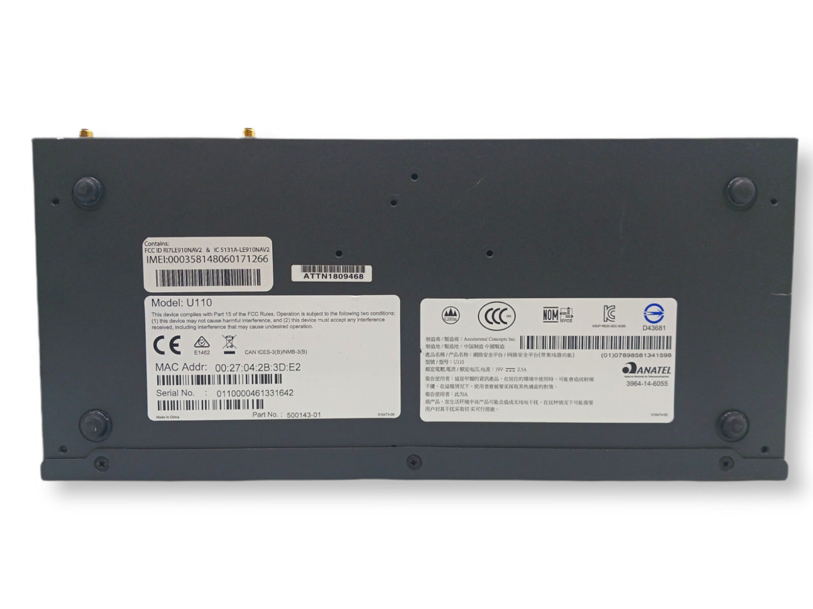 AT&T ASB-U110-XATT-OUS Remote Access VPN Gateway Firewall Dual WAN Router