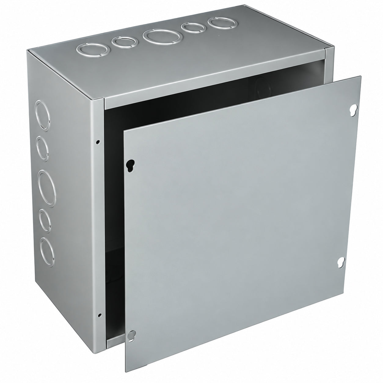 Hoffman ASE12X12X6 Pull Box, Screw Cover with Knockouts, Steel, 12" x 12" x 6", Gray