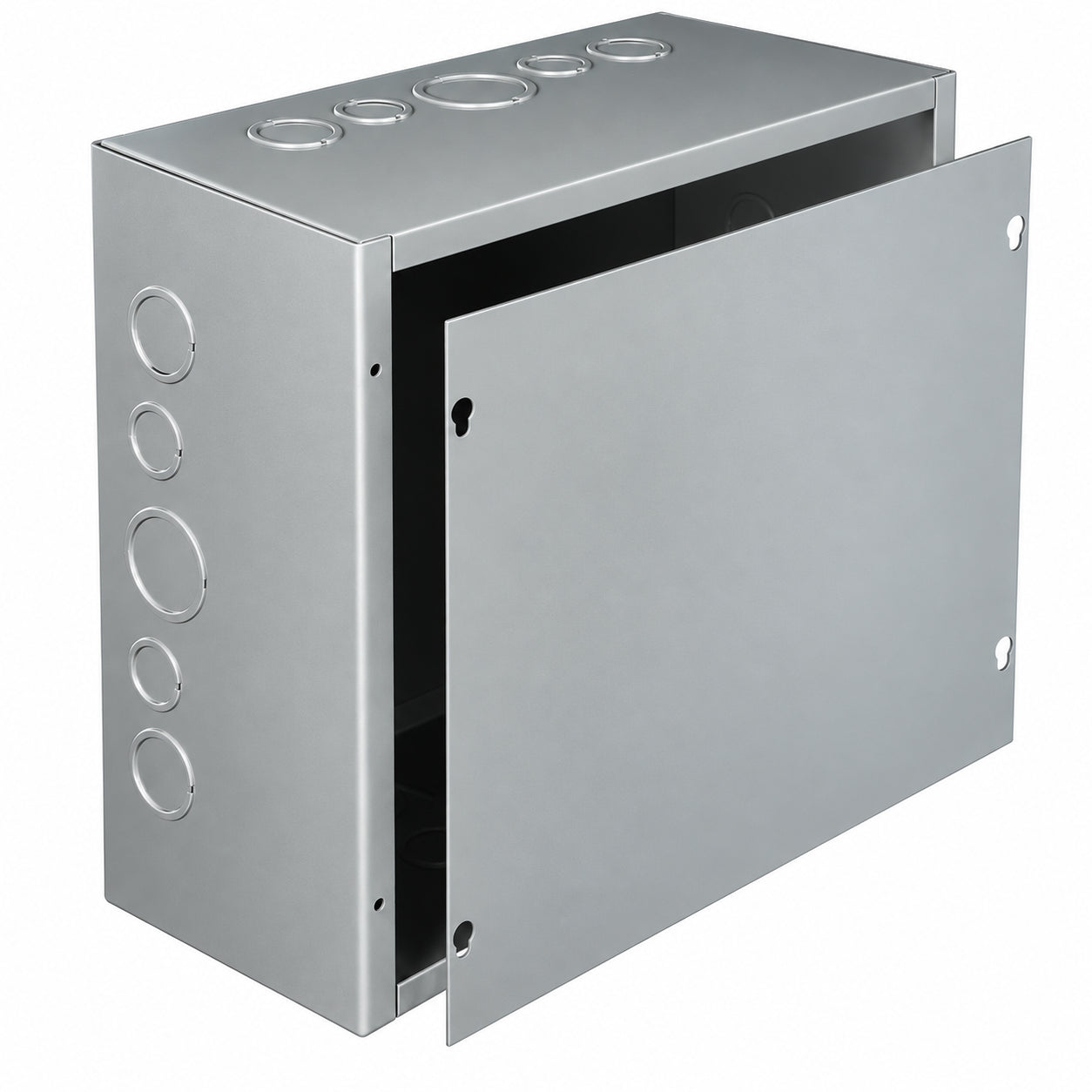 Hoffman ASE12X12X6 Pull Box, Screw Cover with Knockouts, Steel, 12" x 12" x 6", Gray