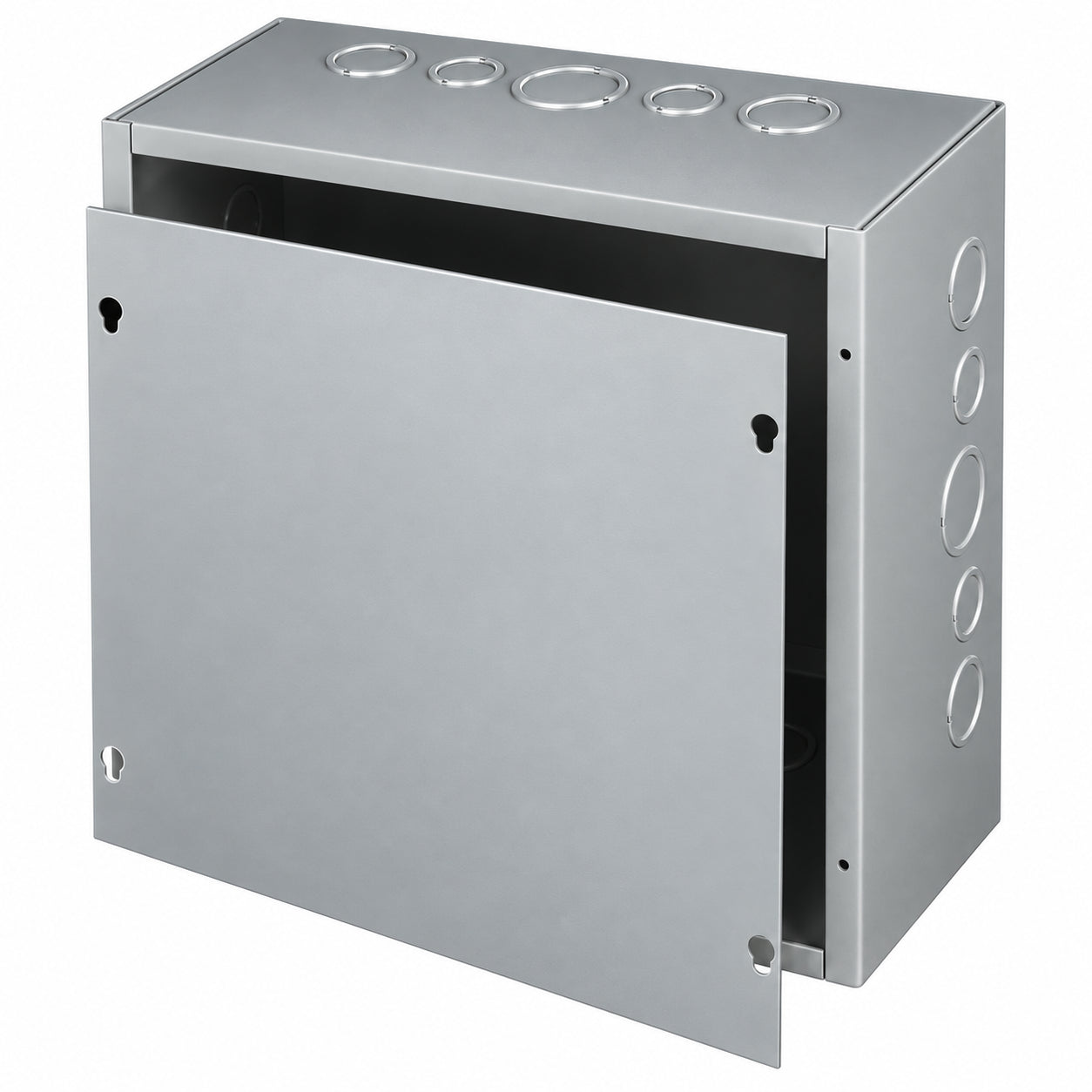 Hoffman ASE12X12X6 Pull Box, Screw Cover with Knockouts, Steel, 12" x 12" x 6", Gray