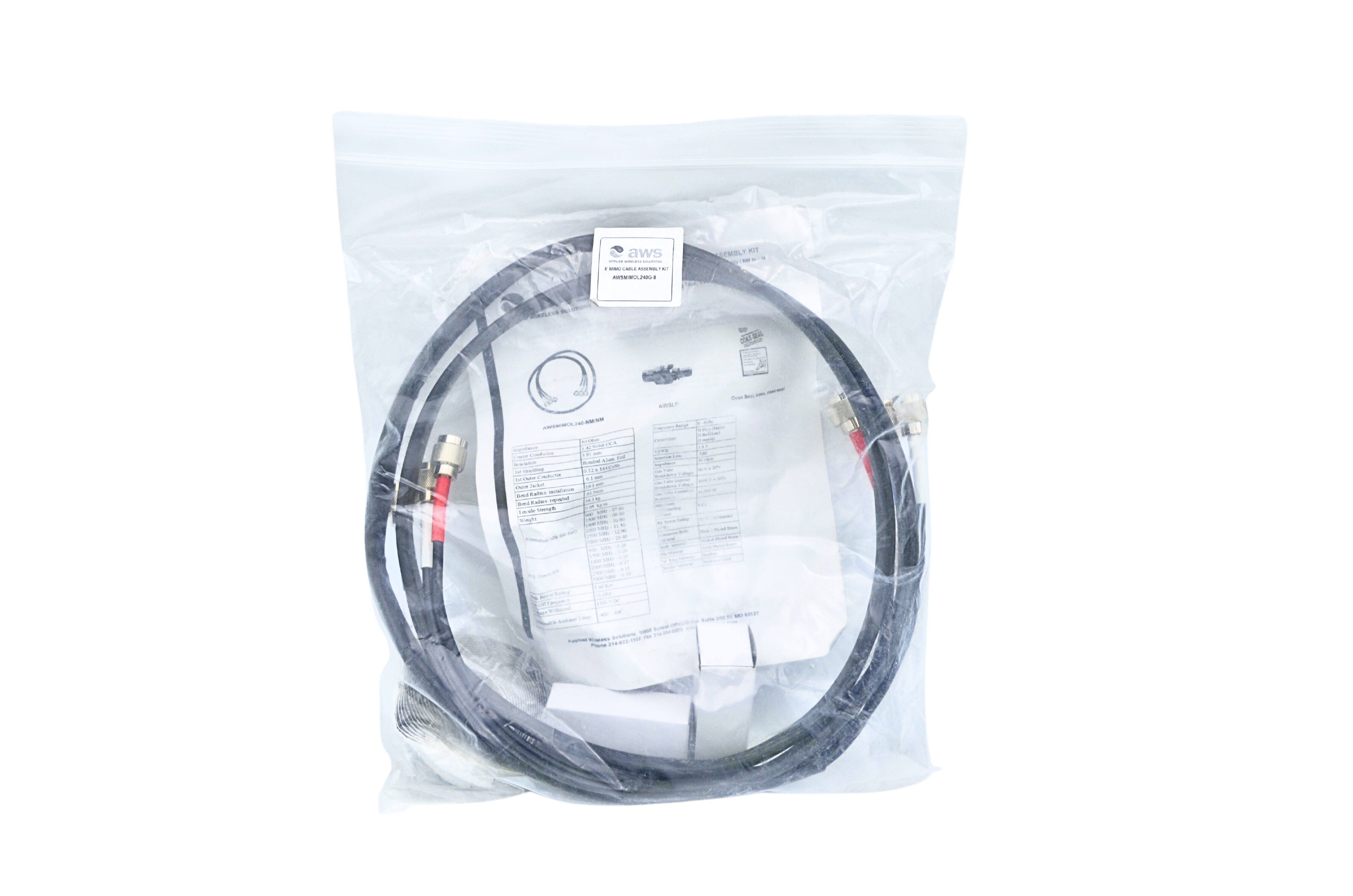 Applied Wireless Solutions AWSMIMOL240G-8 8 inch MIMO Cable Assembly Kit