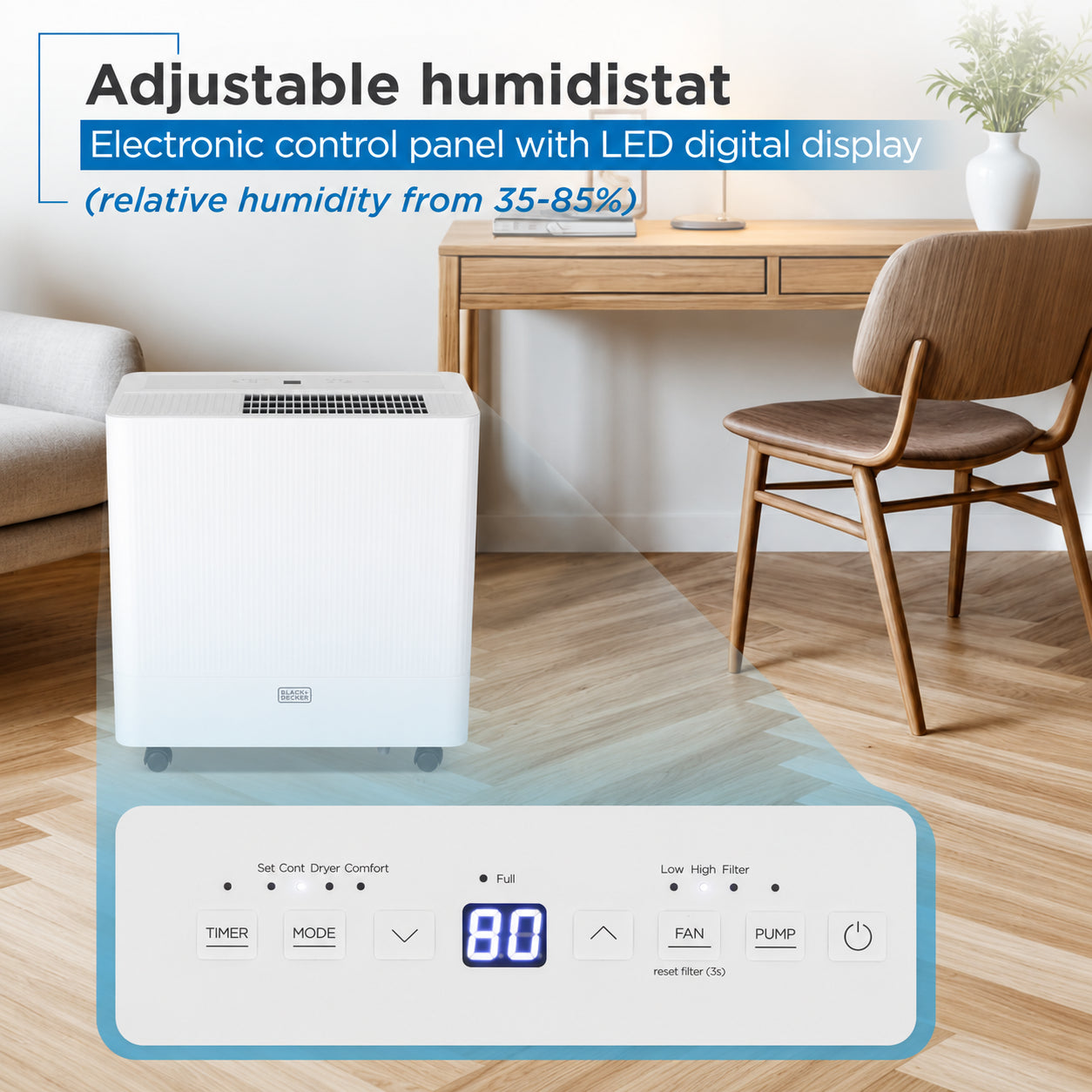 BLACK+DECKER BD30MWSA 30-Pint 3000 Sq. Ft. Portable Dehumidifier