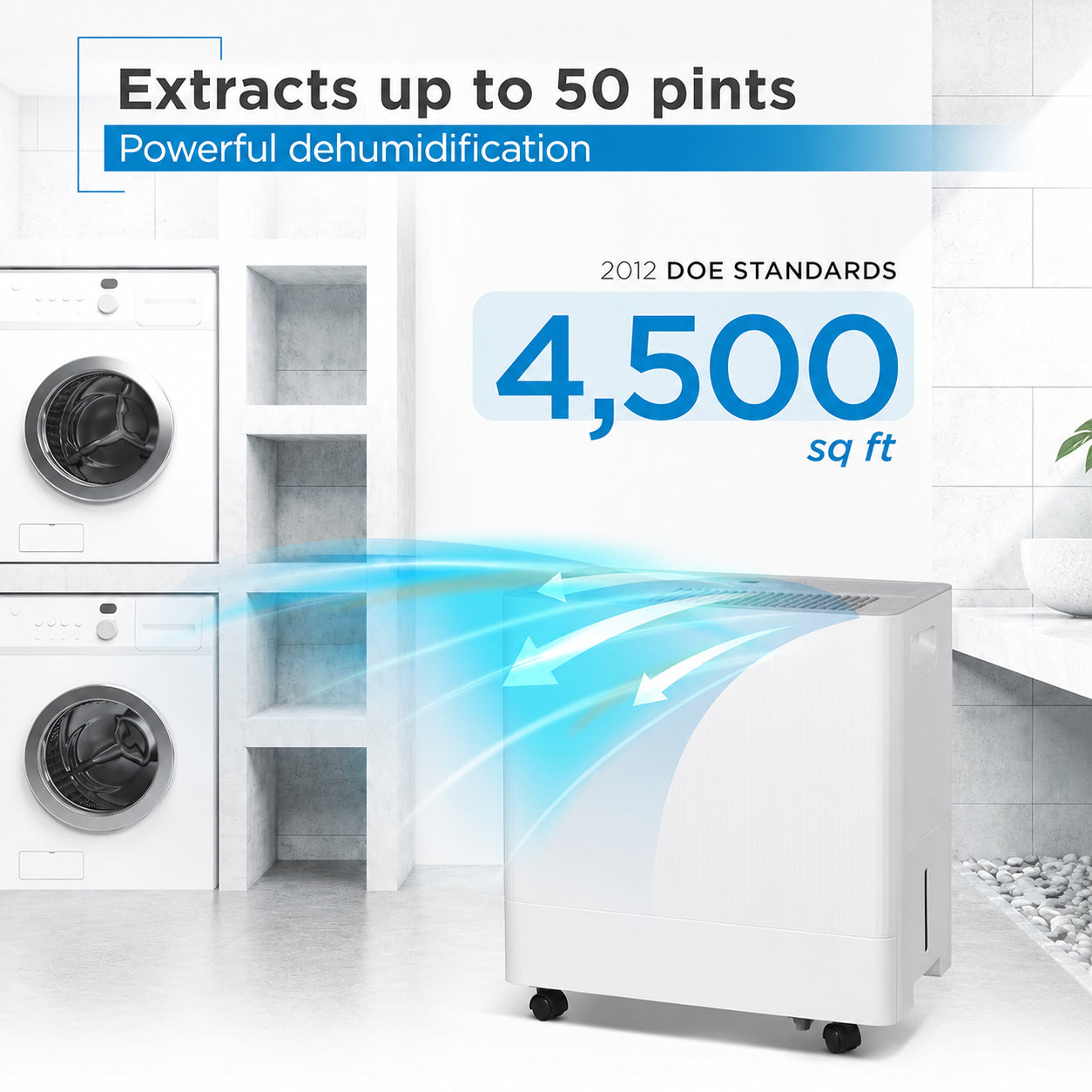 BLACK+DECKER BD50MWSA 50-Pint 4500 Sq. Ft. Portable Dehumidifier