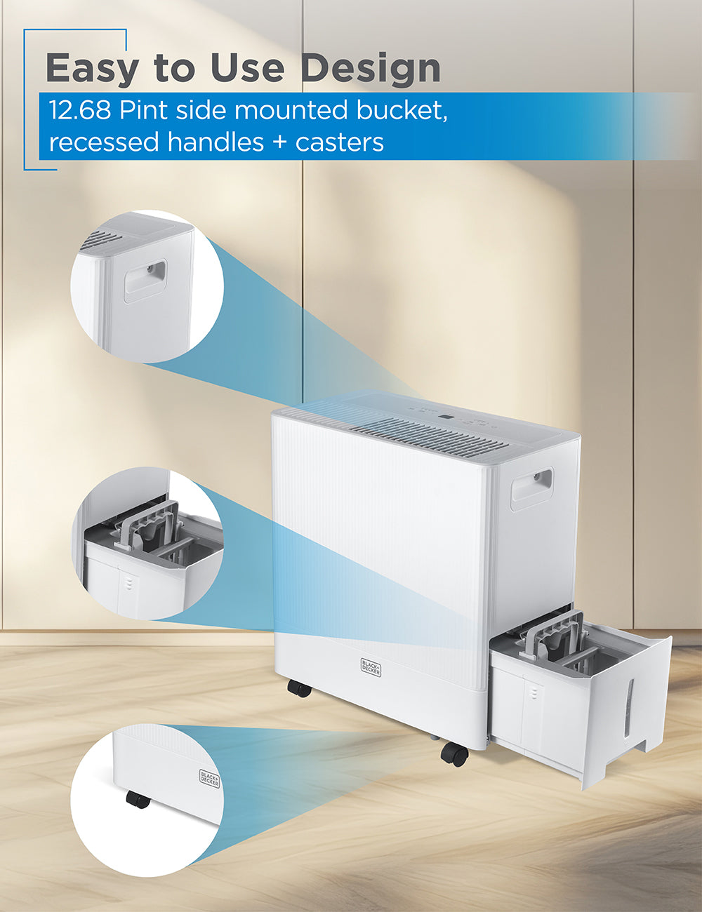 BLACK+DECKER BD50PMWSA 50-Pint 4500 Sq. Ft. Portable Dehumidifier with Built-in Pump