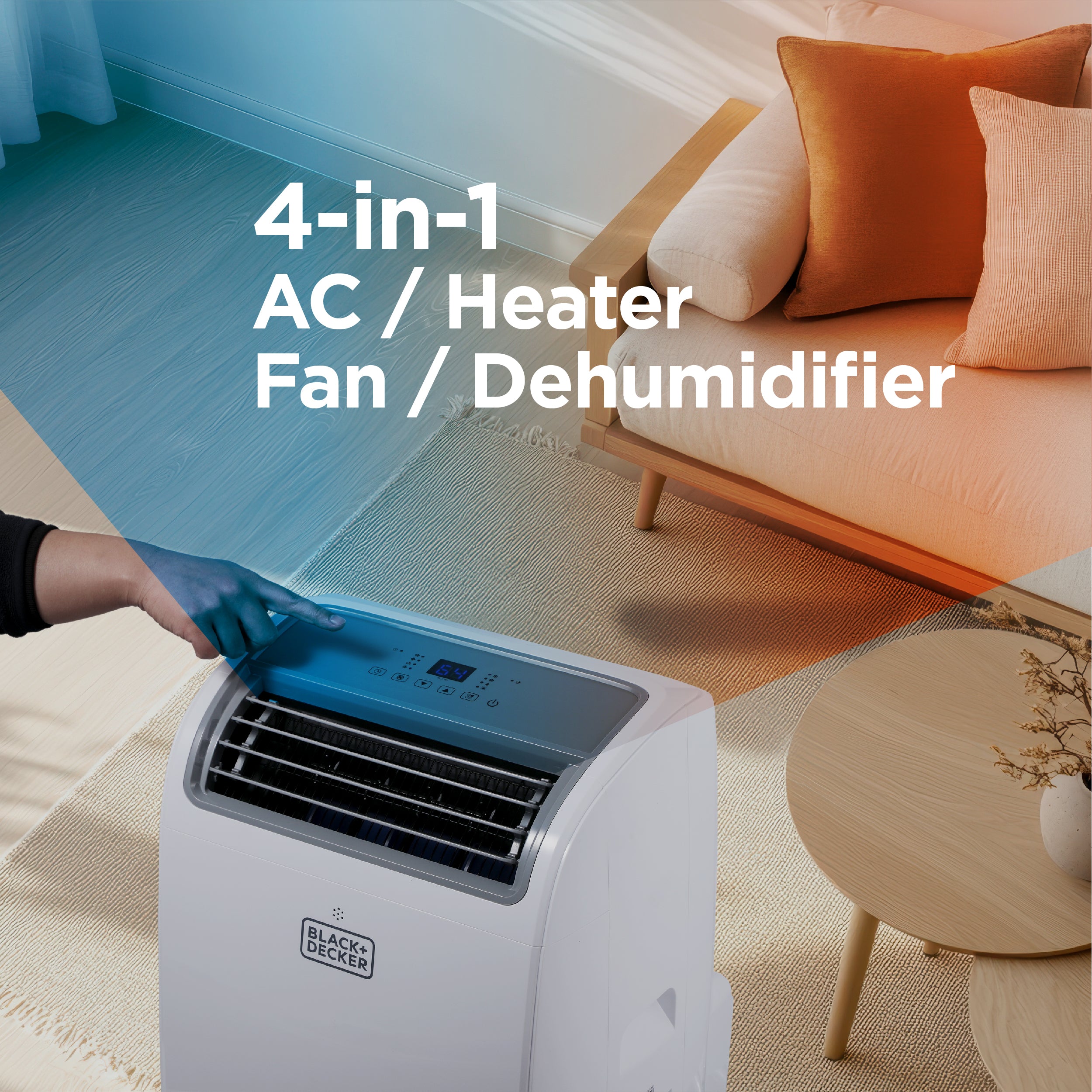 BLACK+DECKER BPACT12HWT 550 Sq. Ft. Smart Portable Air Conditioner with Heat, 12,000 BTU