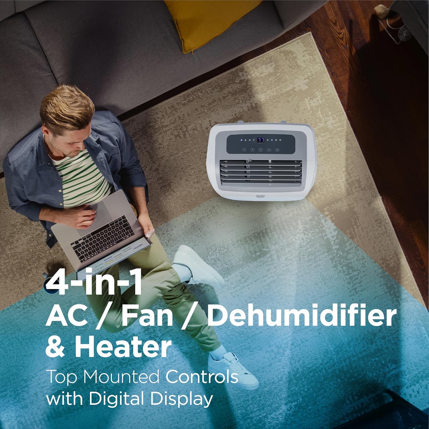 BLACK+DECKER BPP08HWTB 8,000 BTU 350 Sq. Ft. Portable Air Conditioner with Heat