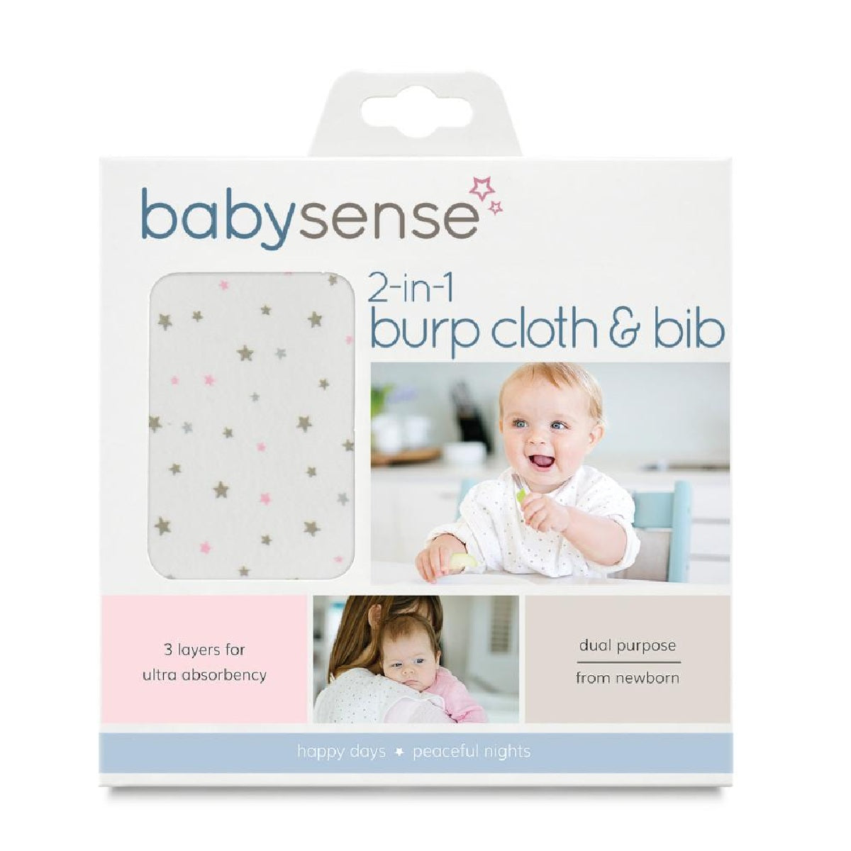Babysense 2-In-1 Burp Cloth & Bib (Blue)