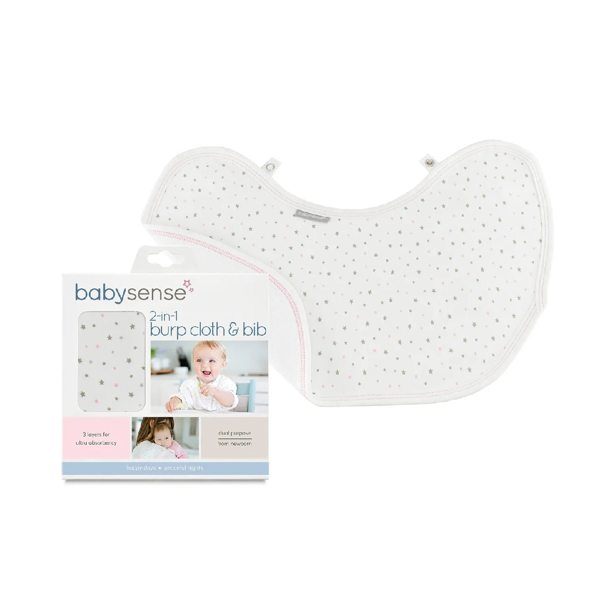 Babysense 2-In-1 Burp Cloth & Bib (Blue)