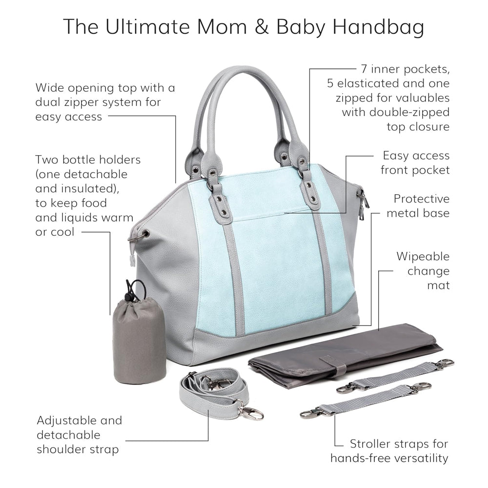 Babysense Charmaine Mom And Baby Bag (Grey And Blue)