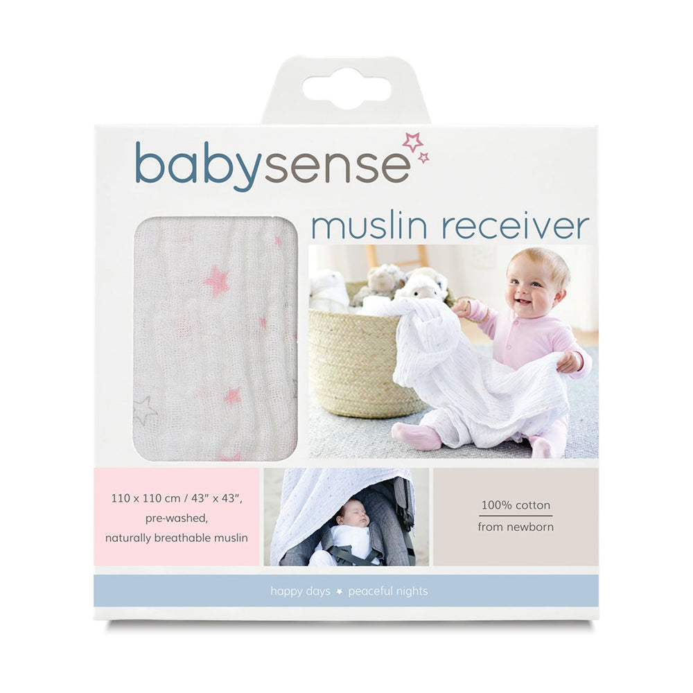 Baby Sense Muslin Receiving Blanket Pink (BYSE-MUSLINRECEIVER-PINK)