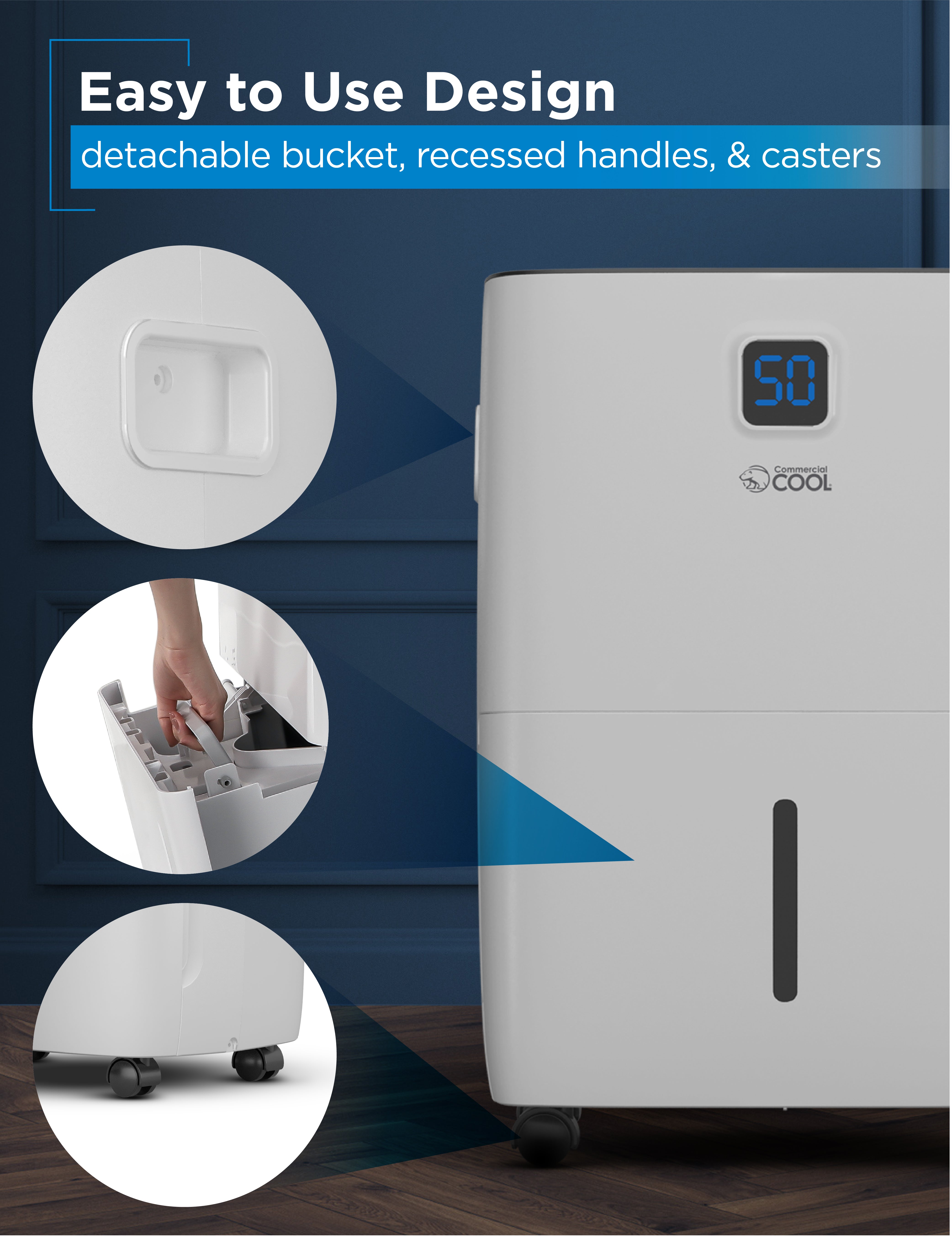 Commercial Cool CCD35JW 35 Pint 3000 Sq. Ft. Dehumidifier with Adjustable Humidistat
