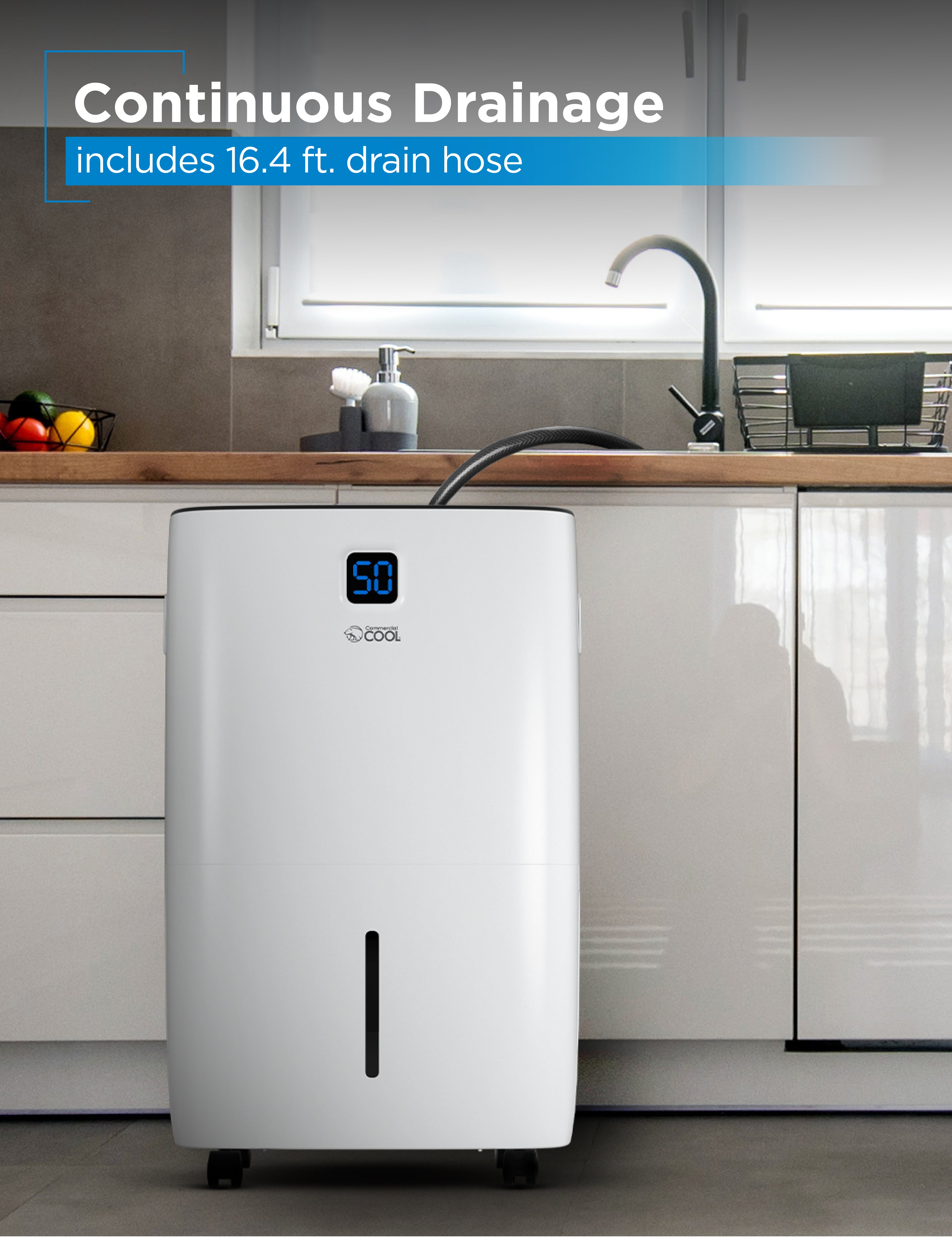 COMMERCIAL COOL CCD50PJW 50 Pint 4500 Sq. Ft. Dehumidifier with Pump & Adjustable Humidistat