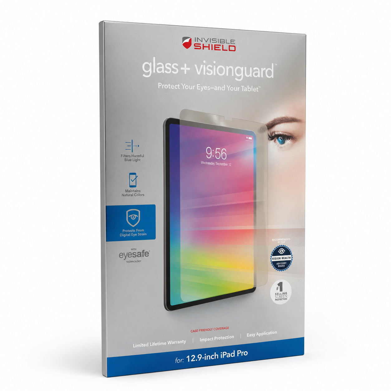 ZAGG 200102443 InvisibleShield Glass+ VisionGuard - Protect your eyes and your iPad - Made for Apple iPad 9.7”
