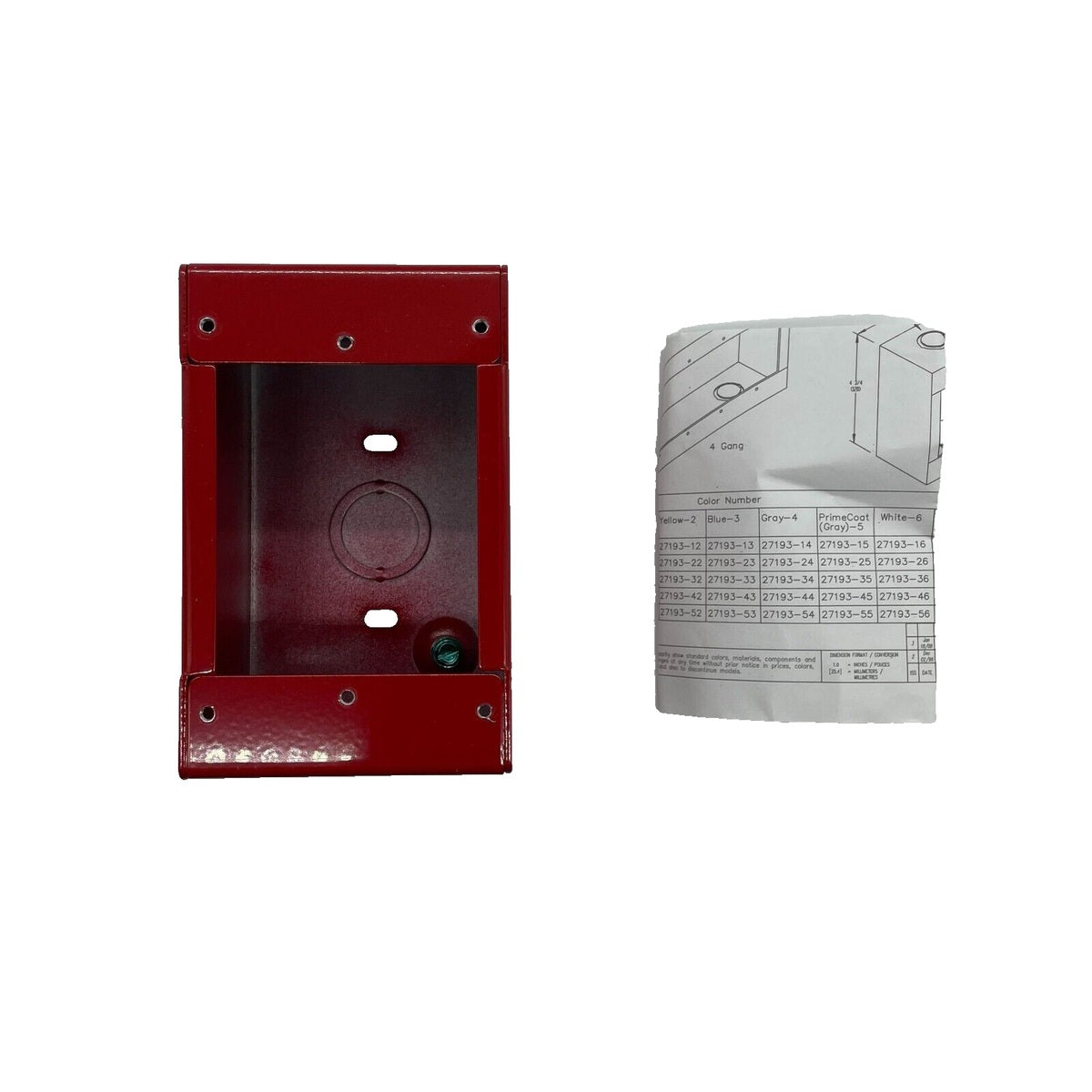 Edwards Signaling 27193-11 Red Surface Mount Back Box