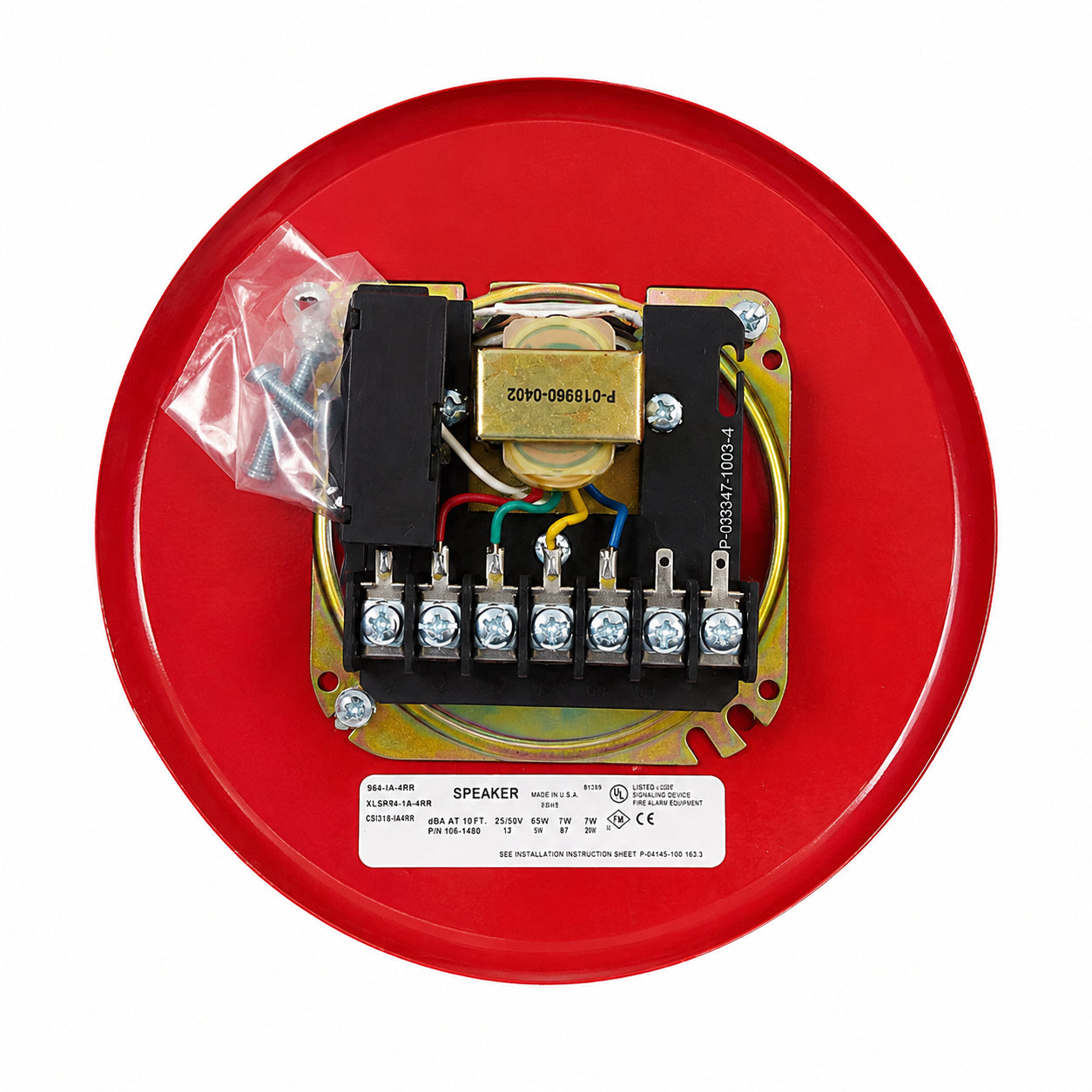 EDWARDS SYSTEM 964-IA-4RR 4" CONE SPEAKER 25V RMS RED CEILING MOUNT ROUND