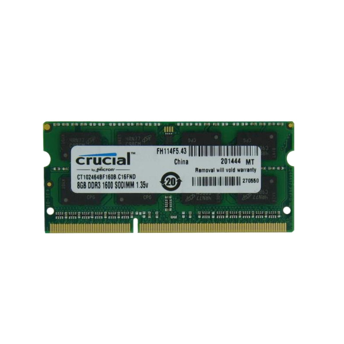 Crucial 8GB DDR3-1600 CT102464BF160B.C16FND SODIMM PC3-12800 NON-ECC