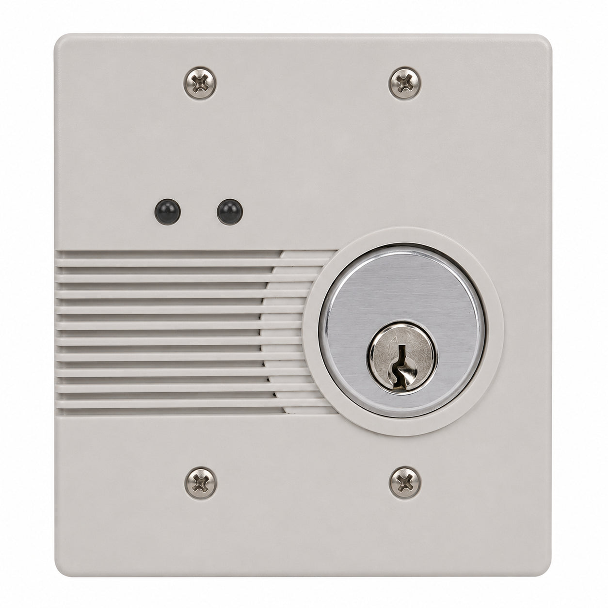 Detex EAX-2500SxMC65AA AC/DC External Powered Wall Mount Exit Alarm, Mortise Cylinder, Gray